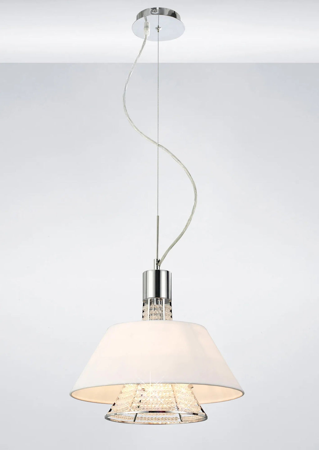 Diyas - Davina Pendant With Shade, 2 Light G9, Polished Chrome/Crystal (Diyas IL30042 ) - Luminosity Designs Ltd