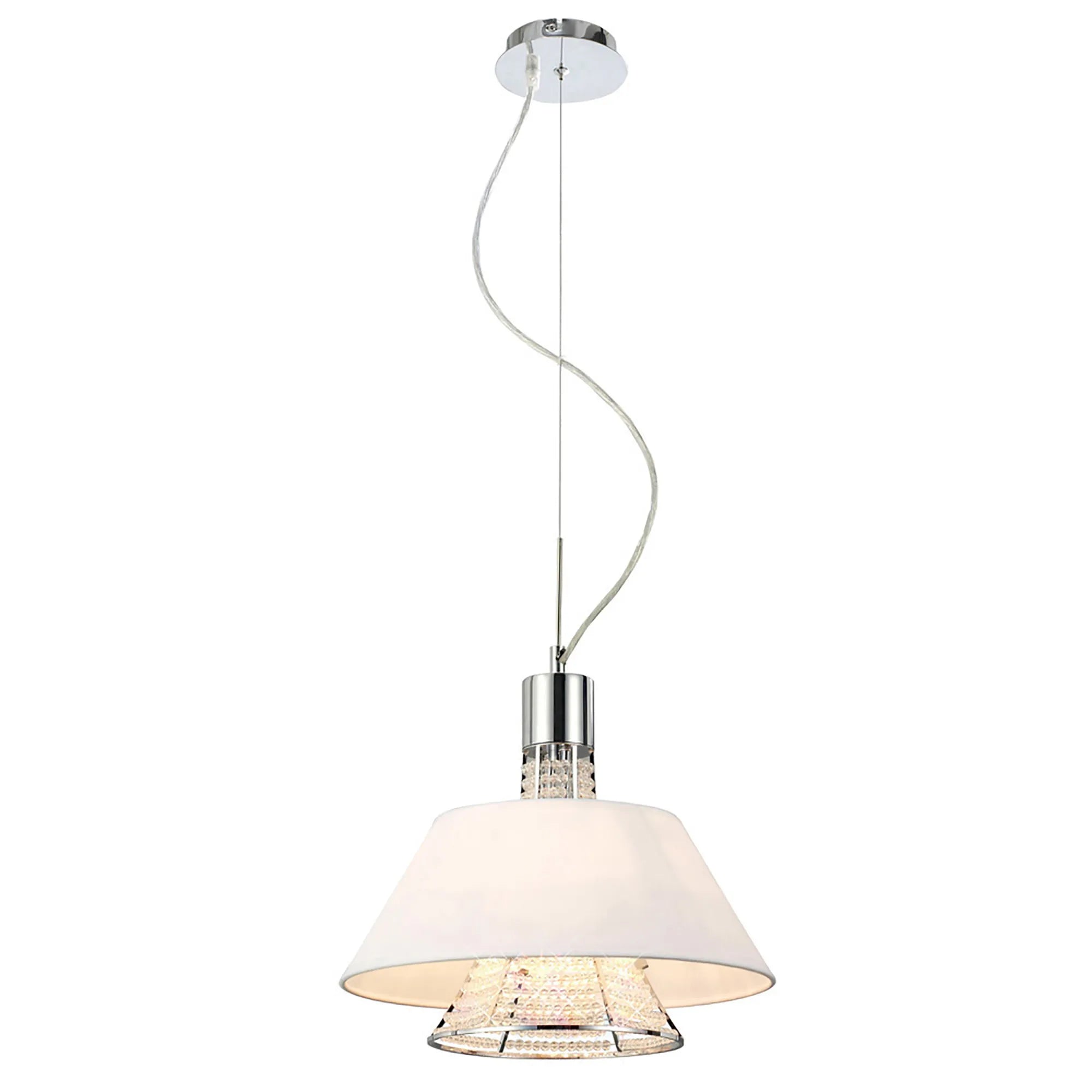 Diyas - Davina Pendant With Shade, 2 Light G9, Polished Chrome/Crystal (Diyas IL30042 ) - Luminosity Designs Ltd