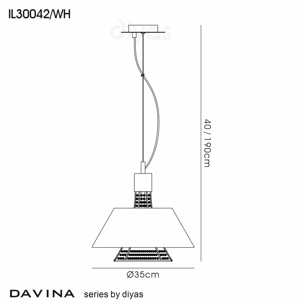 Diyas - Davina Pendant With Shade, 2 Light G9, Polished Chrome/Crystal (Diyas IL30042 ) - Luminosity Designs Ltd