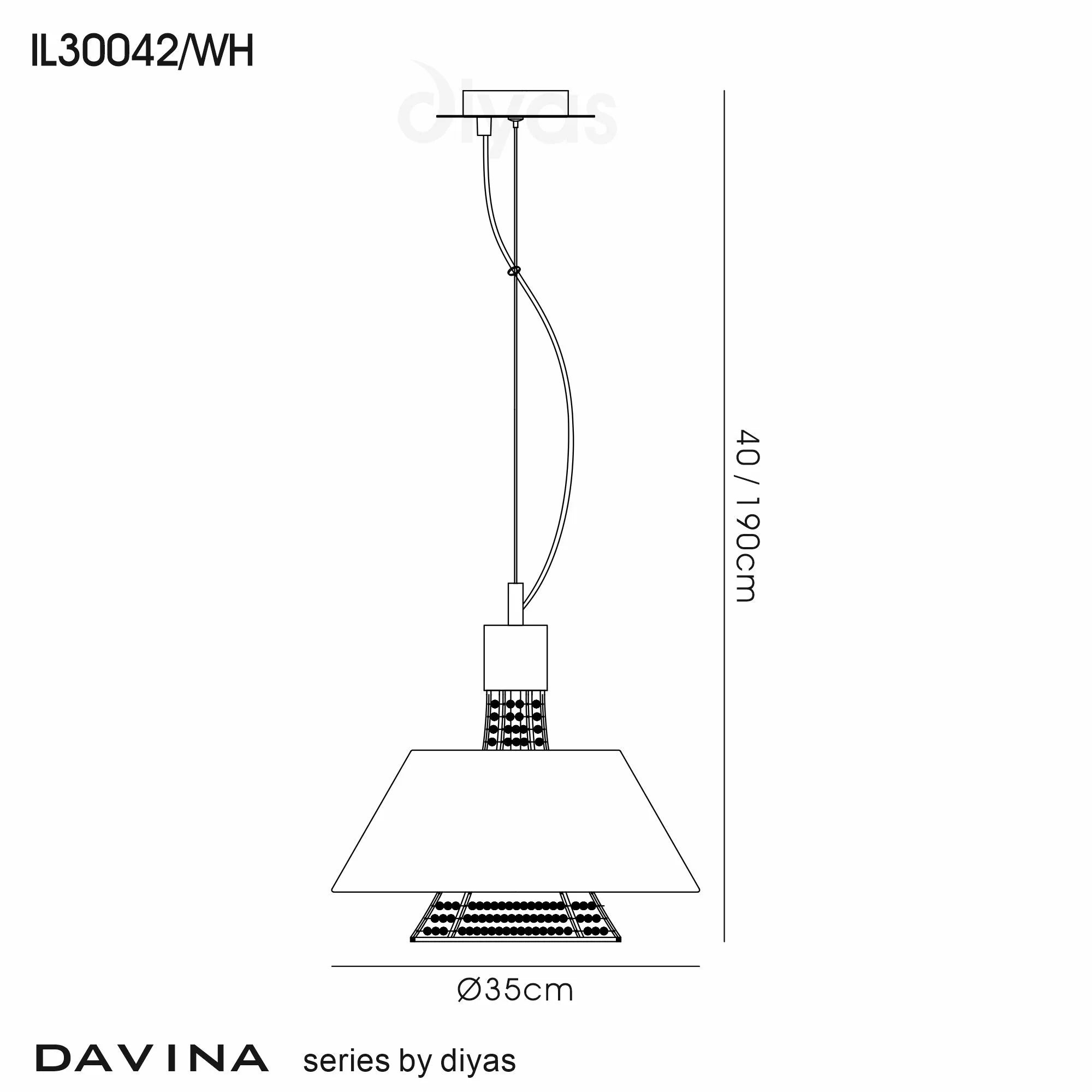 Diyas - Davina Pendant With Shade, 2 Light G9, Polished Chrome/Crystal (Diyas IL30042 ) - Luminosity Designs Ltd