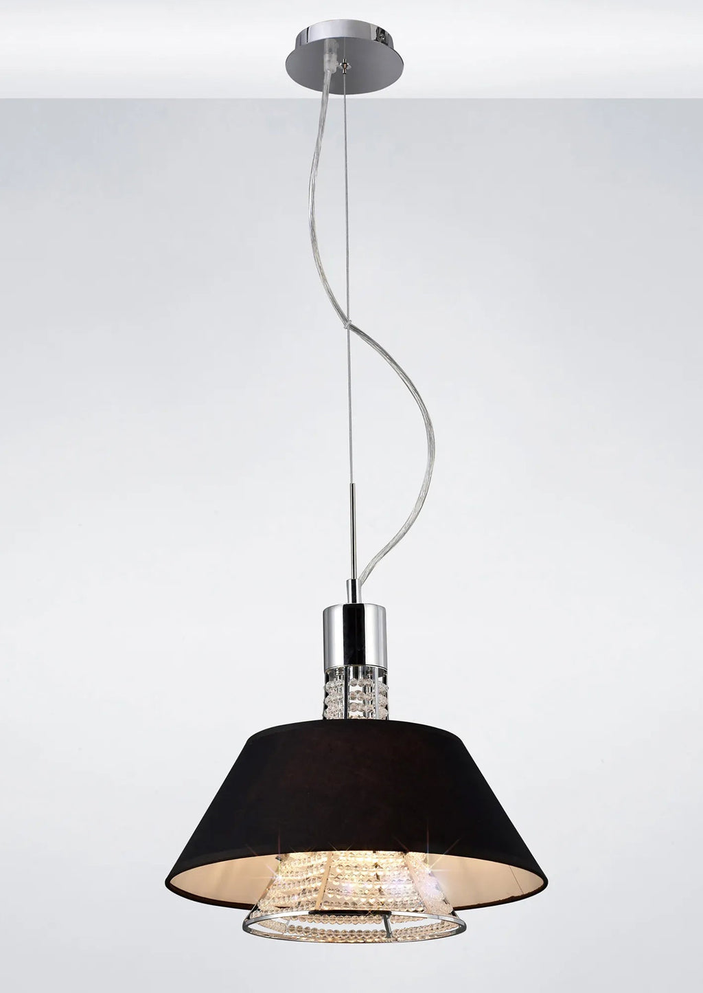 Diyas - Davina Pendant With Shade, 2 Light G9, Polished Chrome/Crystal (Diyas IL30042 ) - Luminosity Designs Ltd