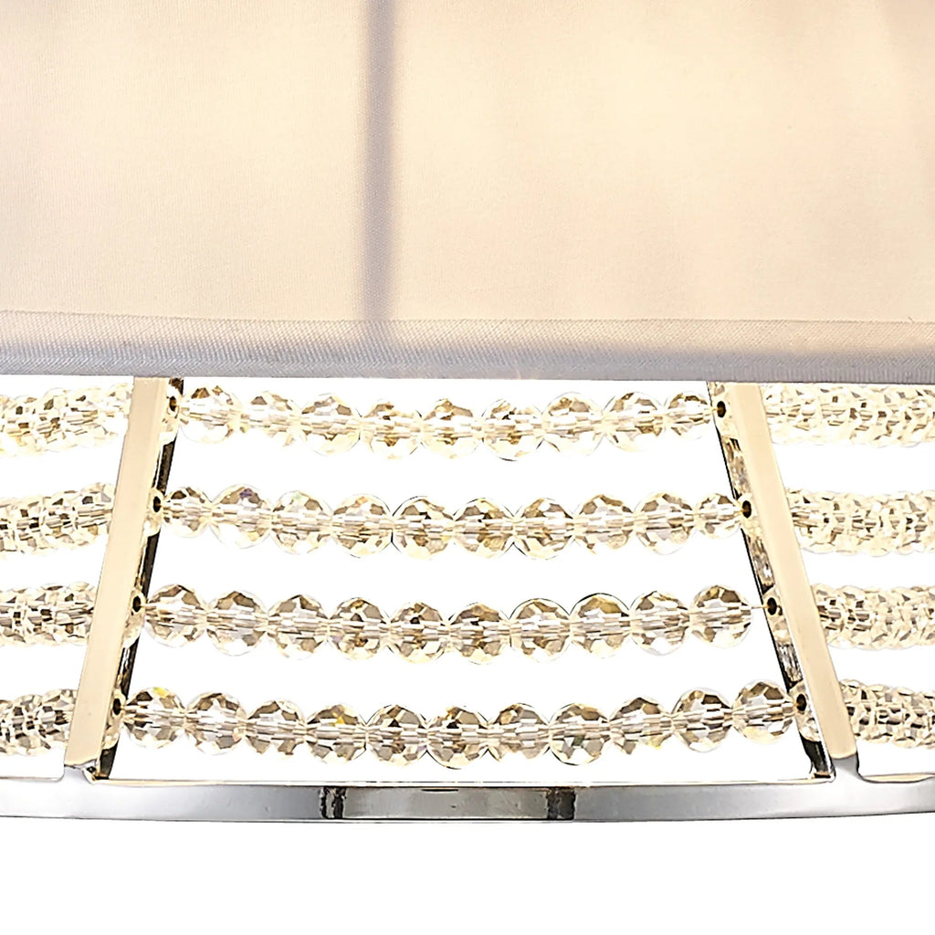 Diyas - Davina Wall Lamp With Fabric Shade 2 Light G9 Polished Chrome/Crystal (Diyas IL30054) - Luminosity Designs Ltd