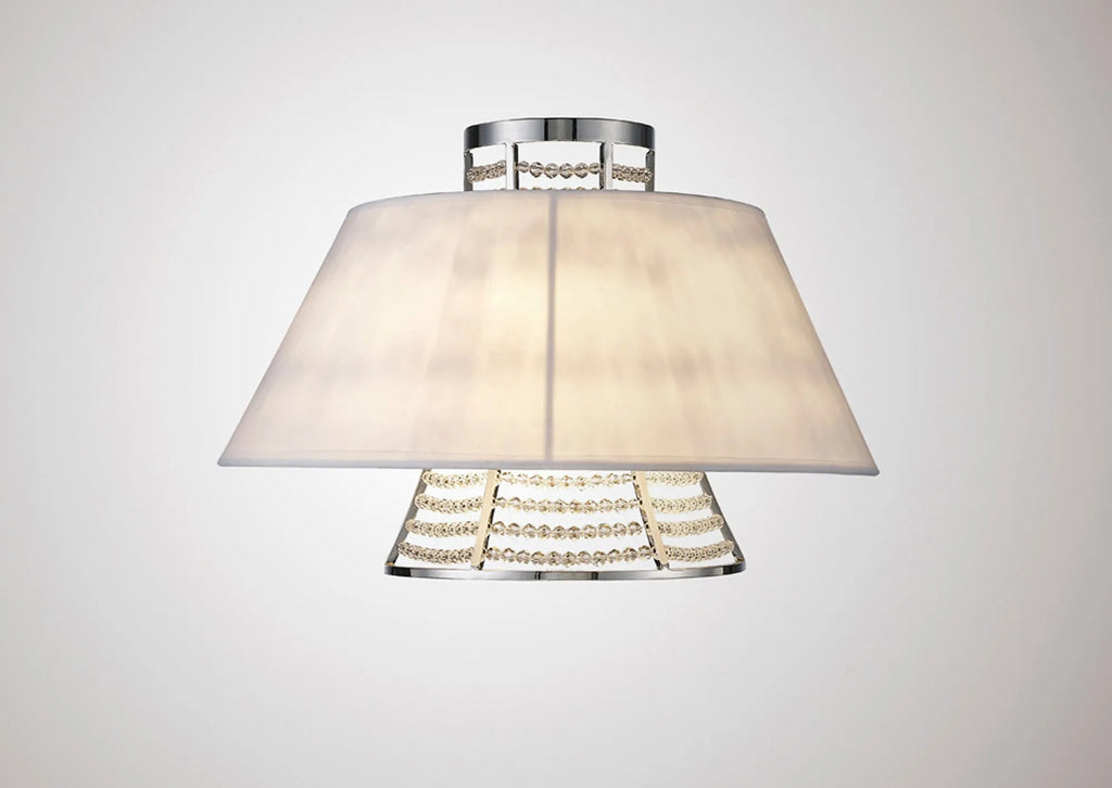 Diyas - Davina Wall Lamp With Fabric Shade 2 Light G9 Polished Chrome/Crystal (Diyas IL30054) - Luminosity Designs Ltd