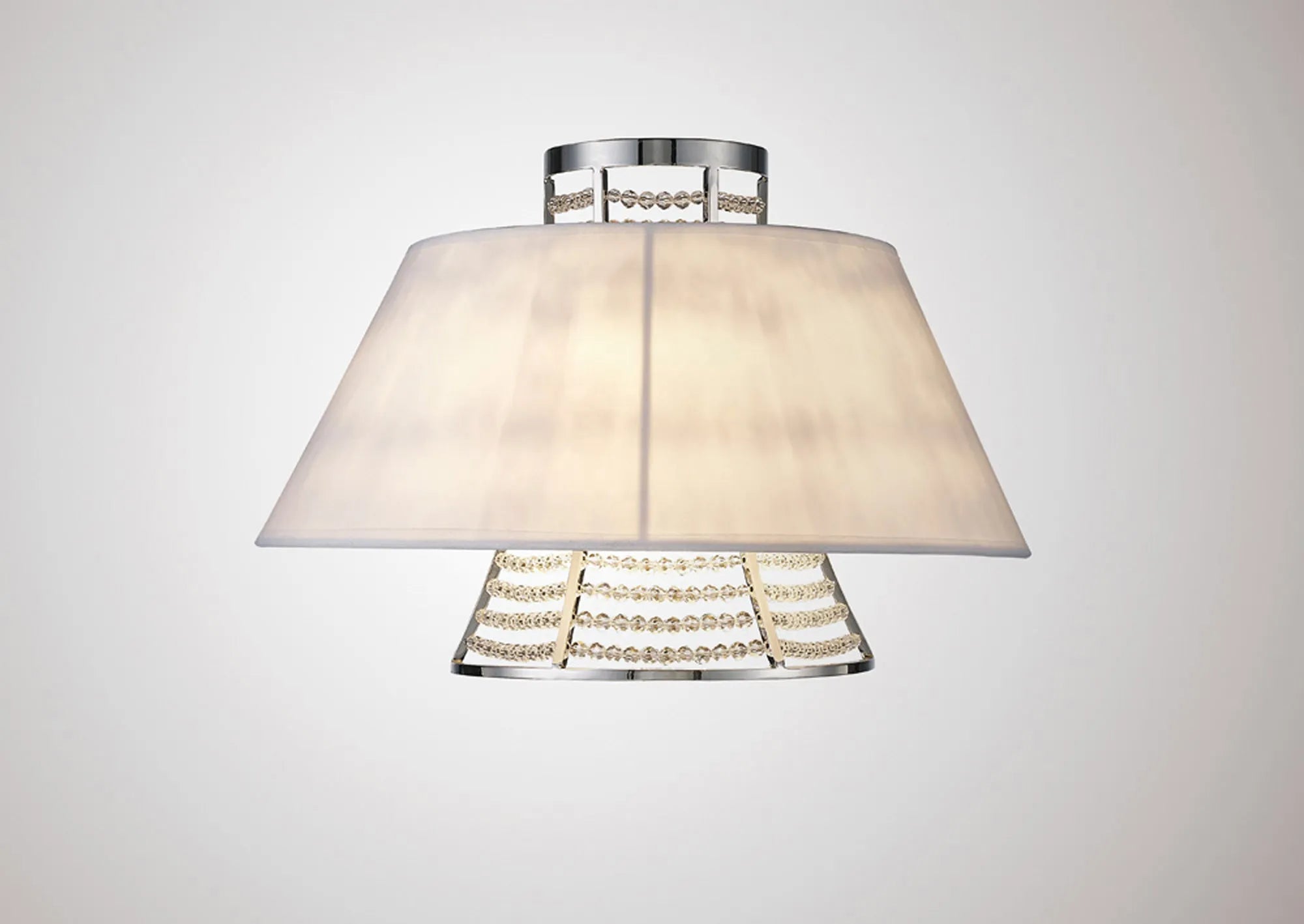 Diyas - Davina Wall Lamp With Fabric Shade 2 Light G9 Polished Chrome/Crystal (Diyas IL30054) - Luminosity Designs Ltd
