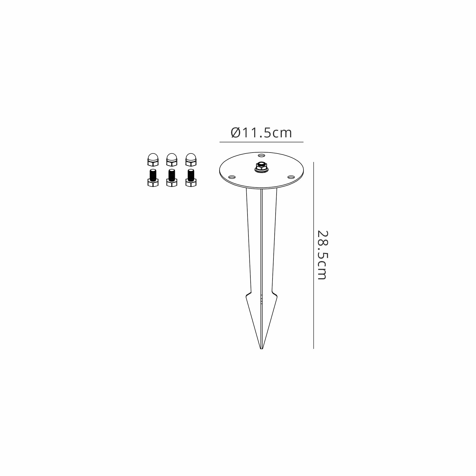 Luminosity Designs Ltd - Dean 25cm Spike Kit With Stainless Steel Fixings For Post Lamps - Luminosity Designs Ltd