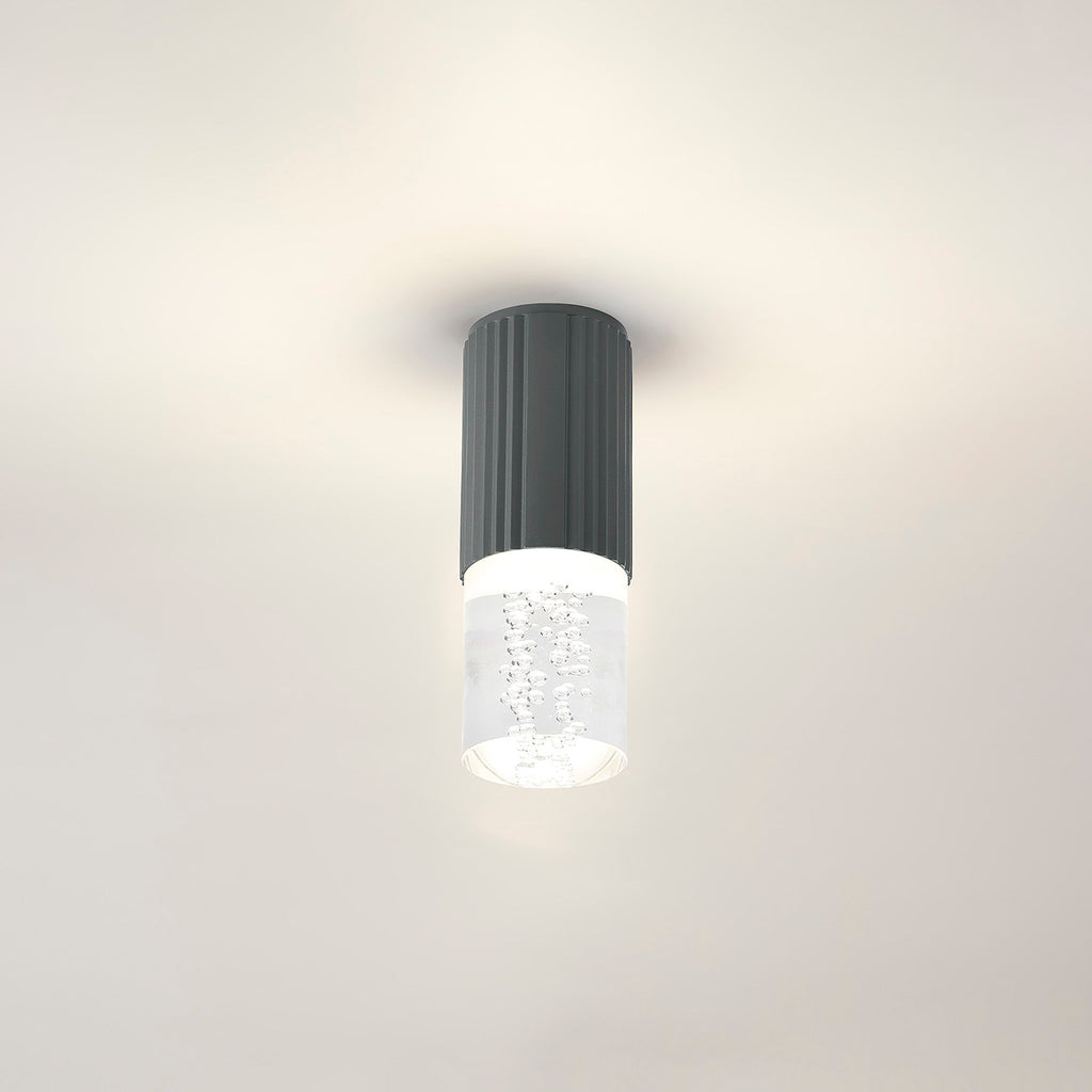 Luminosity Designs Ltd - Dean 6.7cm Ribbed Line Ceiling With Bubble Acrylic Shade, 1 x GU10, IP54 - Luminosity Designs Ltd