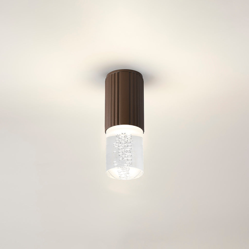 Luminosity Designs Ltd - Dean 6.7cm Ribbed Line Ceiling With Bubble Acrylic Shade, 1 x GU10, IP54 - Luminosity Designs Ltd