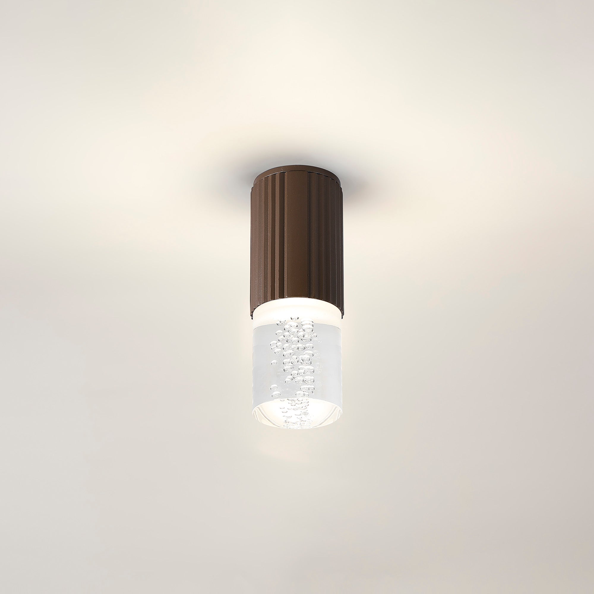 Luminosity Designs Ltd - Dean 6.7cm Ribbed Line Ceiling With Bubble Acrylic Shade, 1 x GU10, IP54 - Luminosity Designs Ltd