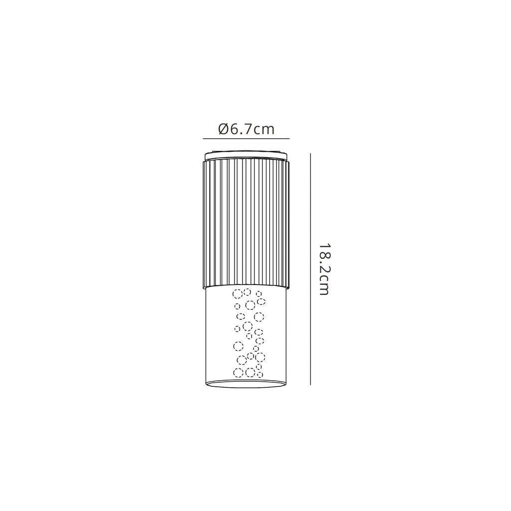 Luminosity Designs Ltd - Dean 6.7cm Ribbed Line Ceiling With Bubble Acrylic Shade, 1 x GU10, IP54 - Luminosity Designs Ltd