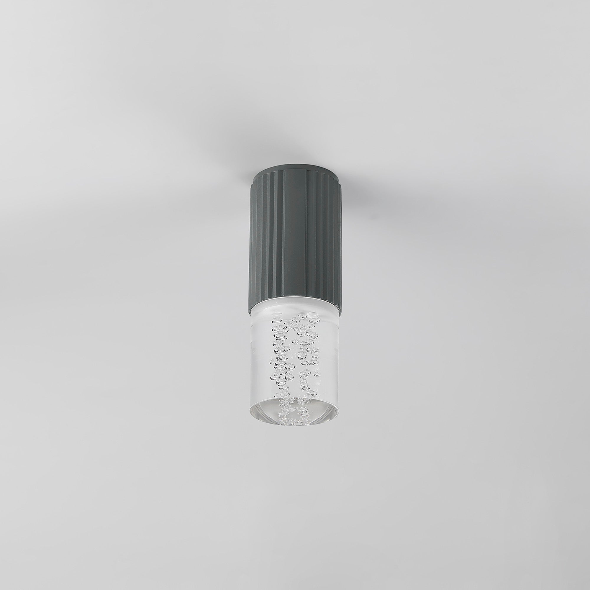 Luminosity Designs Ltd - Dean 6.7cm Ribbed Line Ceiling With Bubble Acrylic Shade, 1 x GU10, IP54 - Luminosity Designs Ltd
