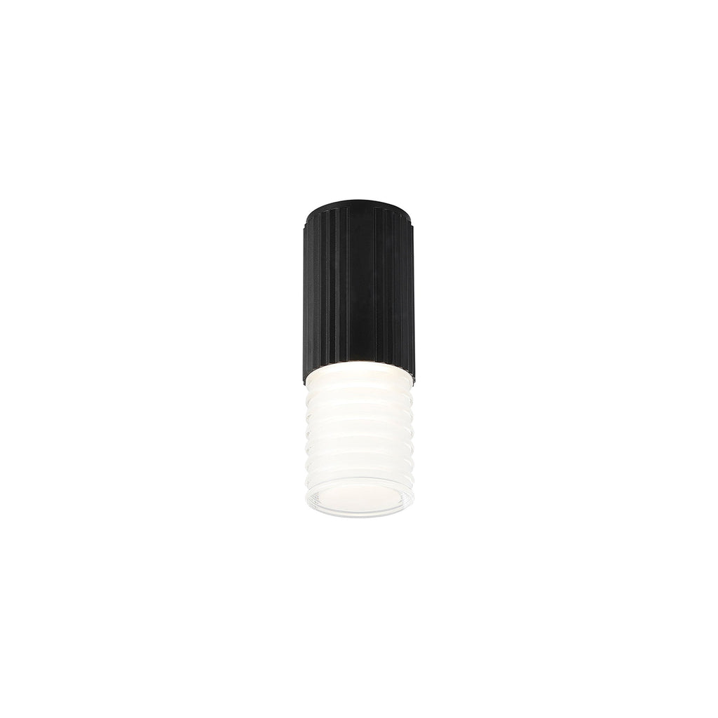 Luminosity Designs Ltd - Dean 6.7cm Ribbed Line Ceiling With Horizontal Line Acrylic Shade, 1 x GU10, IP54 - Luminosity Designs Ltd