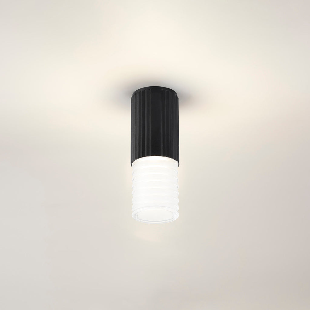 Luminosity Designs Ltd - Dean 6.7cm Ribbed Line Ceiling With Horizontal Line Acrylic Shade, 1 x GU10, IP54 - Luminosity Designs Ltd