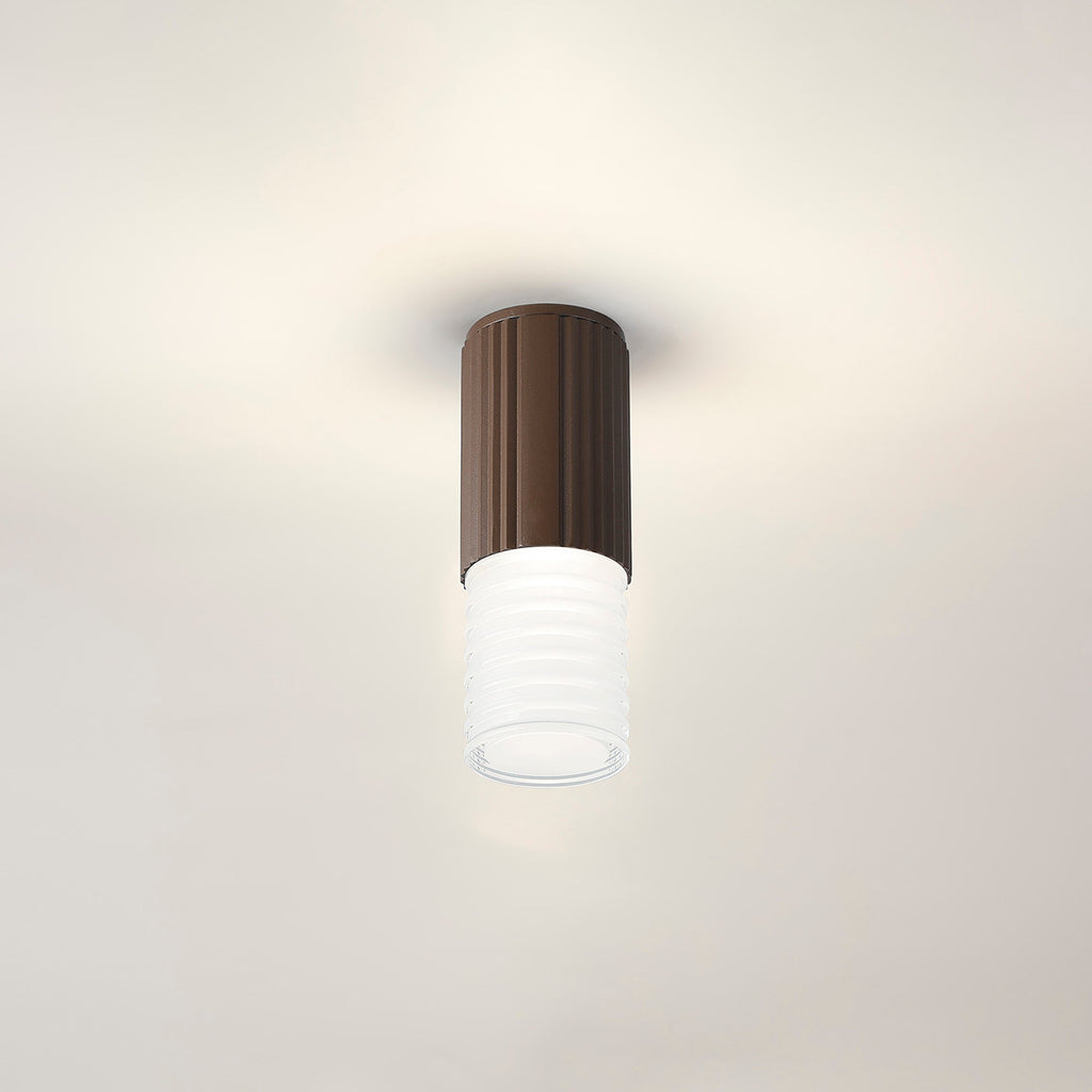 Luminosity Designs Ltd - Dean 6.7cm Ribbed Line Ceiling With Horizontal Line Acrylic Shade, 1 x GU10, IP54 - Luminosity Designs Ltd