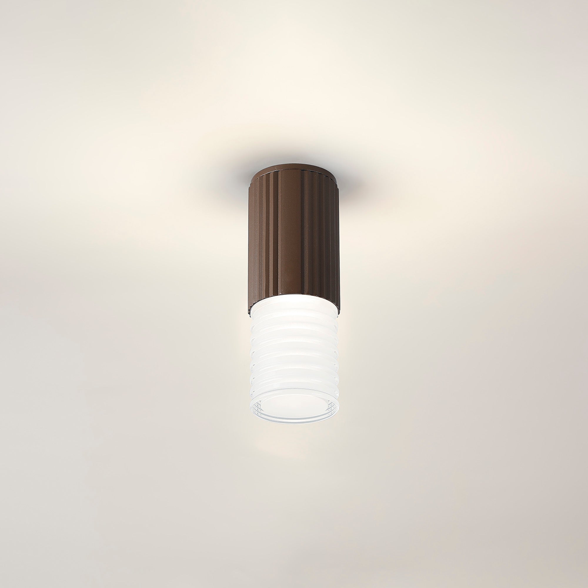 Luminosity Designs Ltd - Dean 6.7cm Ribbed Line Ceiling With Horizontal Line Acrylic Shade, 1 x GU10, IP54 - Luminosity Designs Ltd