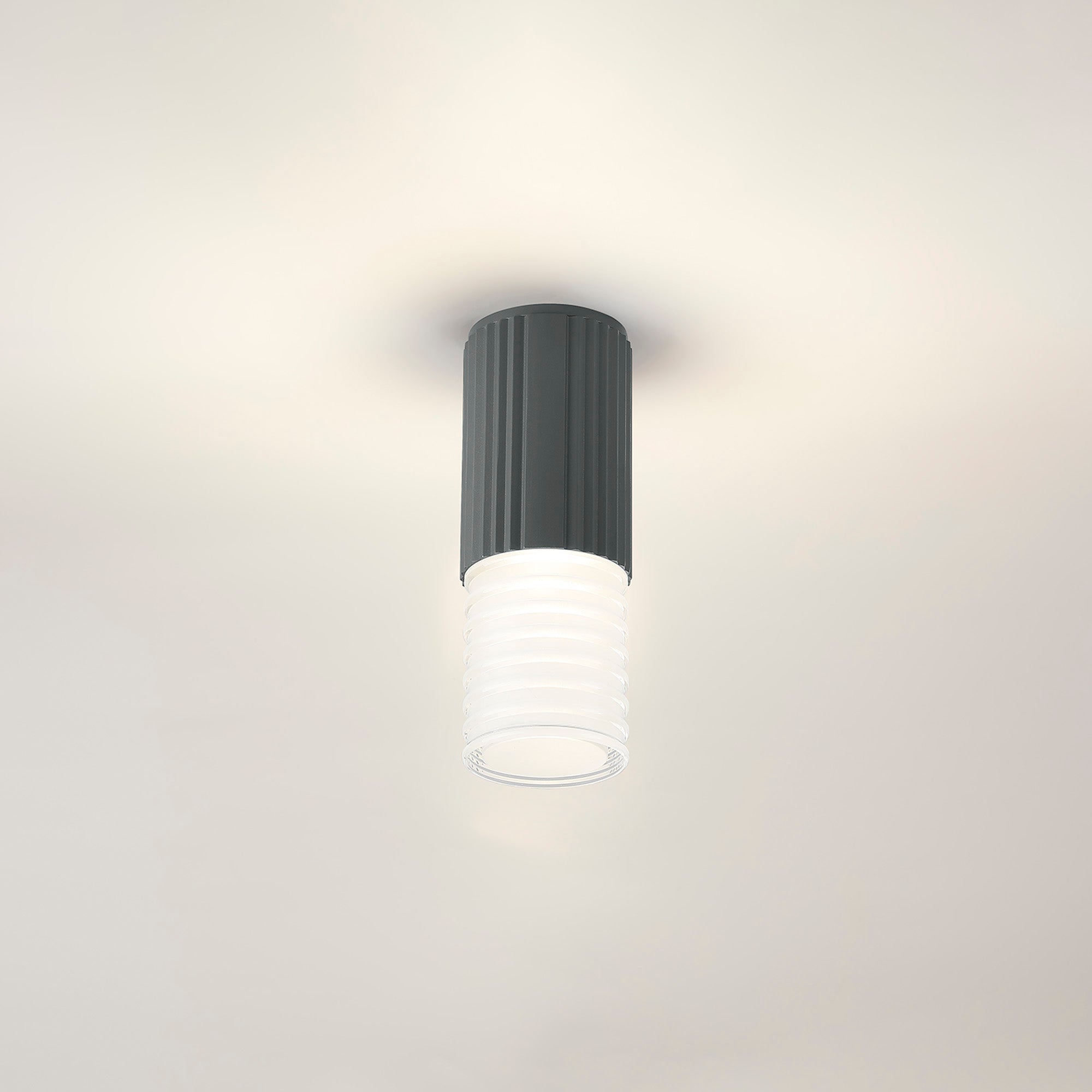 Luminosity Designs Ltd - Dean 6.7cm Ribbed Line Ceiling With Horizontal Line Acrylic Shade, 1 x GU10, IP54 - Luminosity Designs Ltd