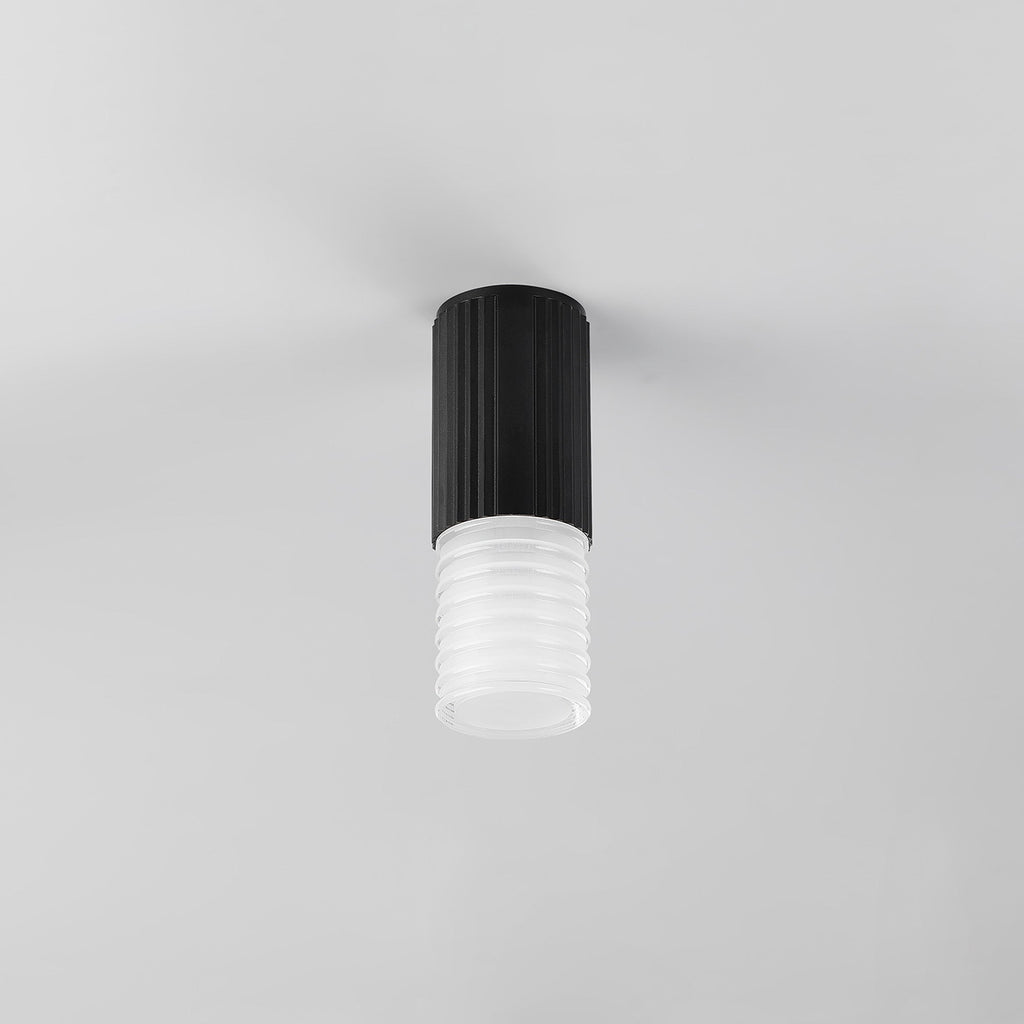 Luminosity Designs Ltd - Dean 6.7cm Ribbed Line Ceiling With Horizontal Line Acrylic Shade, 1 x GU10, IP54 - Luminosity Designs Ltd