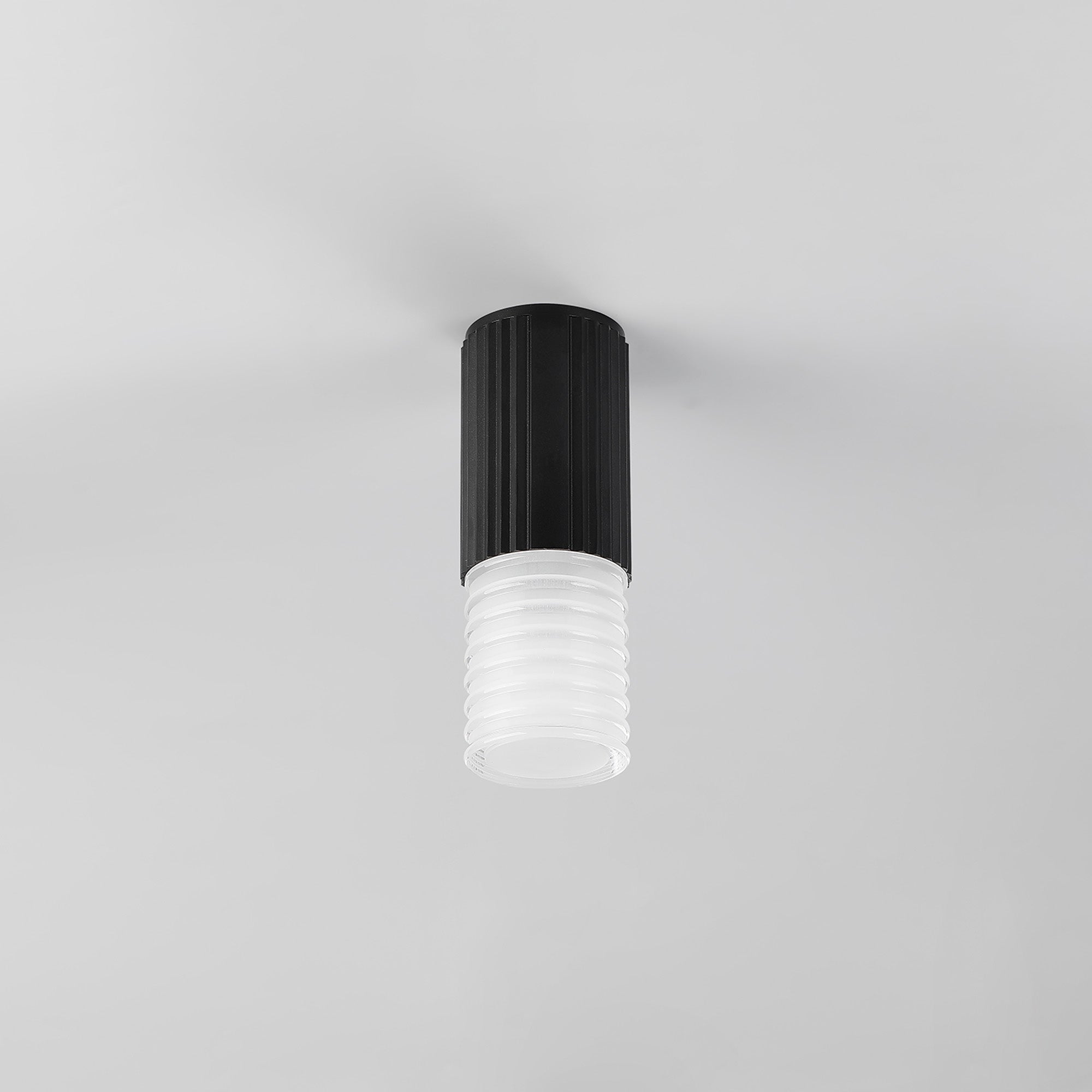 Luminosity Designs Ltd - Dean 6.7cm Ribbed Line Ceiling With Horizontal Line Acrylic Shade, 1 x GU10, IP54 - Luminosity Designs Ltd