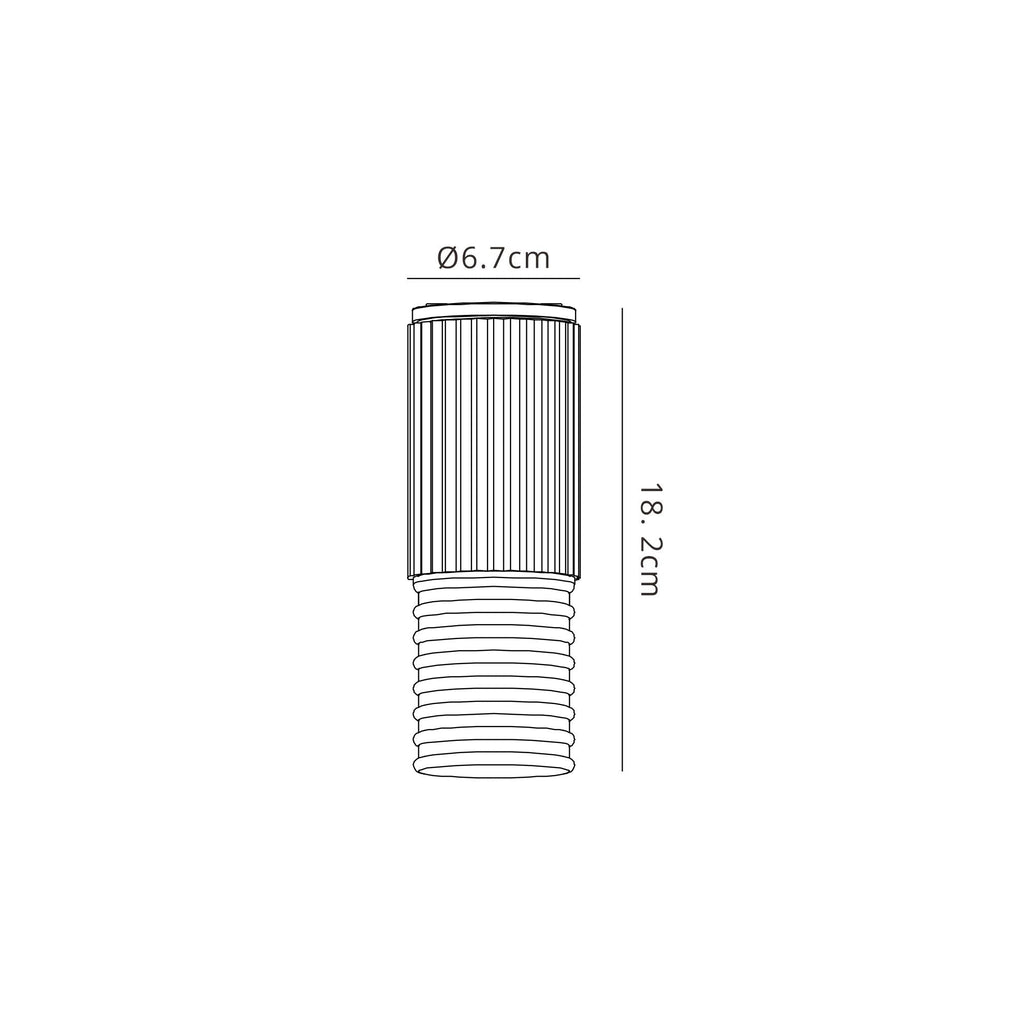 Luminosity Designs Ltd - Dean 6.7cm Ribbed Line Ceiling With Horizontal Line Acrylic Shade, 1 x GU10, IP54 - Luminosity Designs Ltd