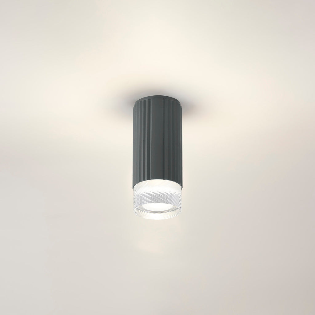 Luminosity Designs Ltd - Dean 6.7cm Ribbed Line Ceiling With Short Diagonal Pattern Acrylic Shade, 1 x GU10, IP54 - Luminosity Designs Ltd