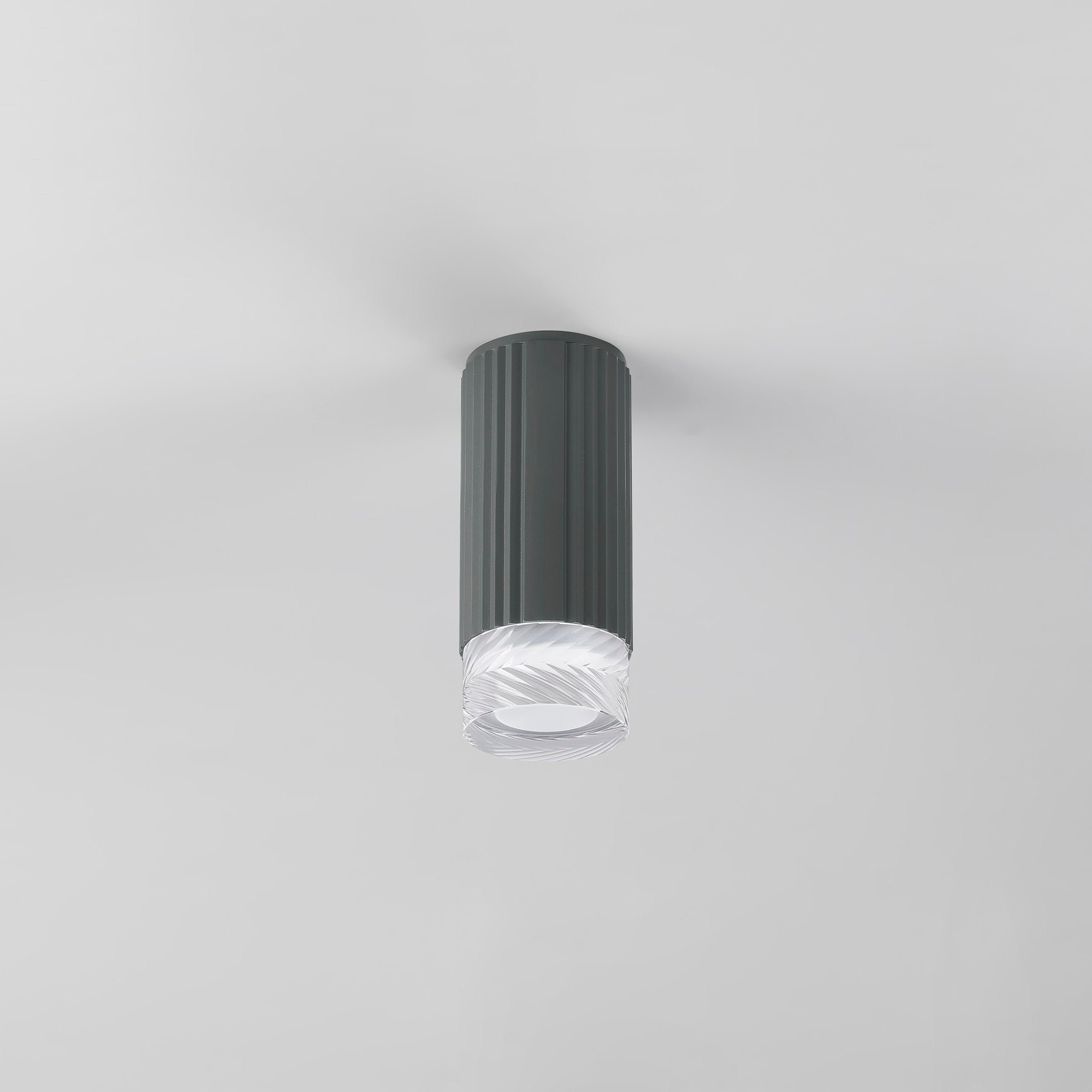 Luminosity Designs Ltd - Dean 6.7cm Ribbed Line Ceiling With Short Diagonal Pattern Acrylic Shade, 1 x GU10, IP54 - Luminosity Designs Ltd