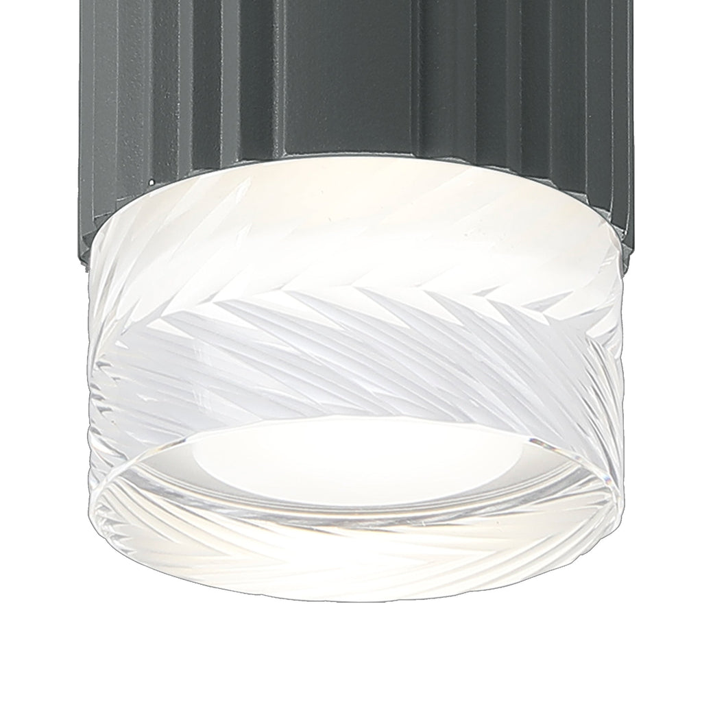Luminosity Designs Ltd - Dean 6.7cm Ribbed Line Ceiling With Short Diagonal Pattern Acrylic Shade, 1 x GU10, IP54 - Luminosity Designs Ltd