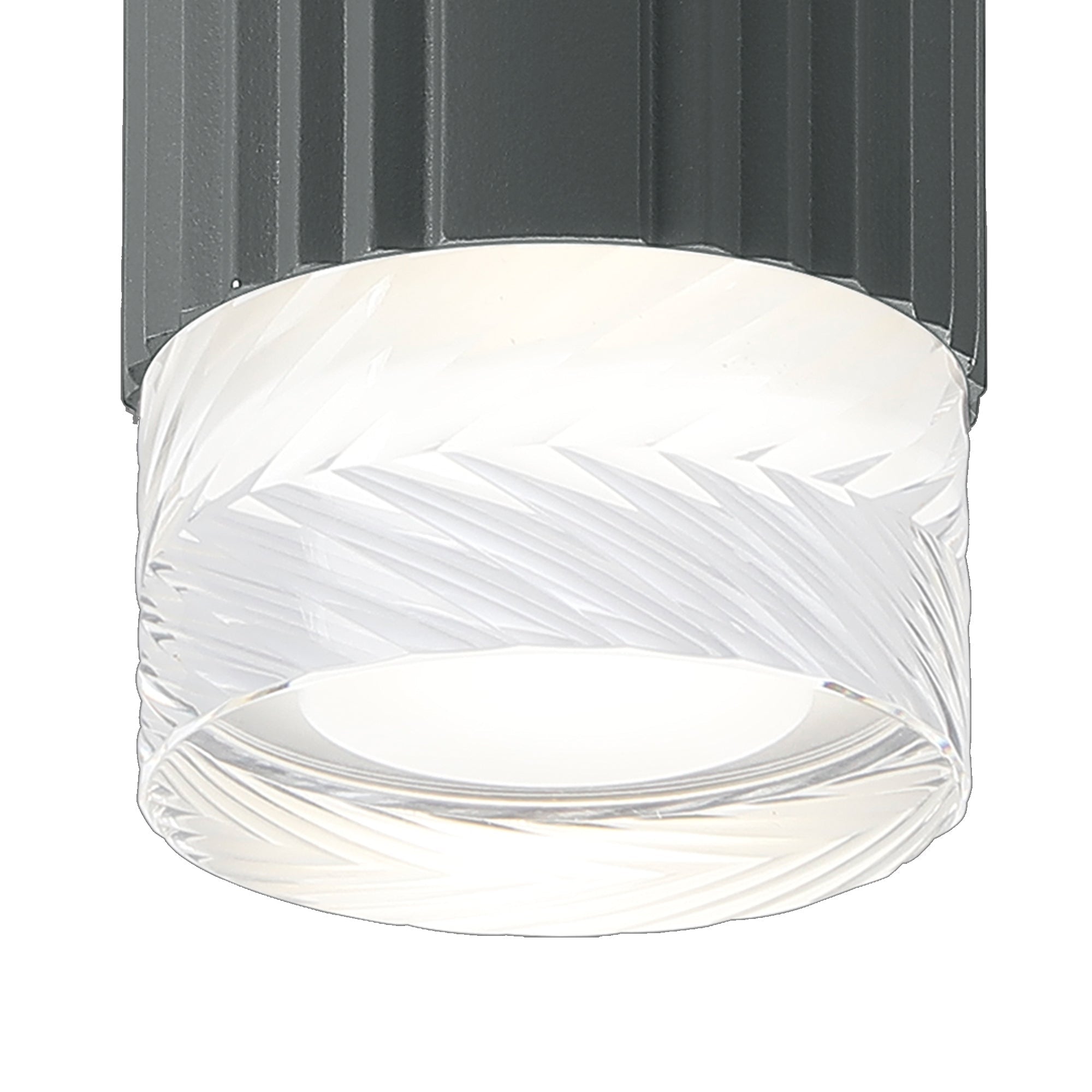 Luminosity Designs Ltd - Dean 6.7cm Ribbed Line Ceiling With Short Diagonal Pattern Acrylic Shade, 1 x GU10, IP54 - Luminosity Designs Ltd