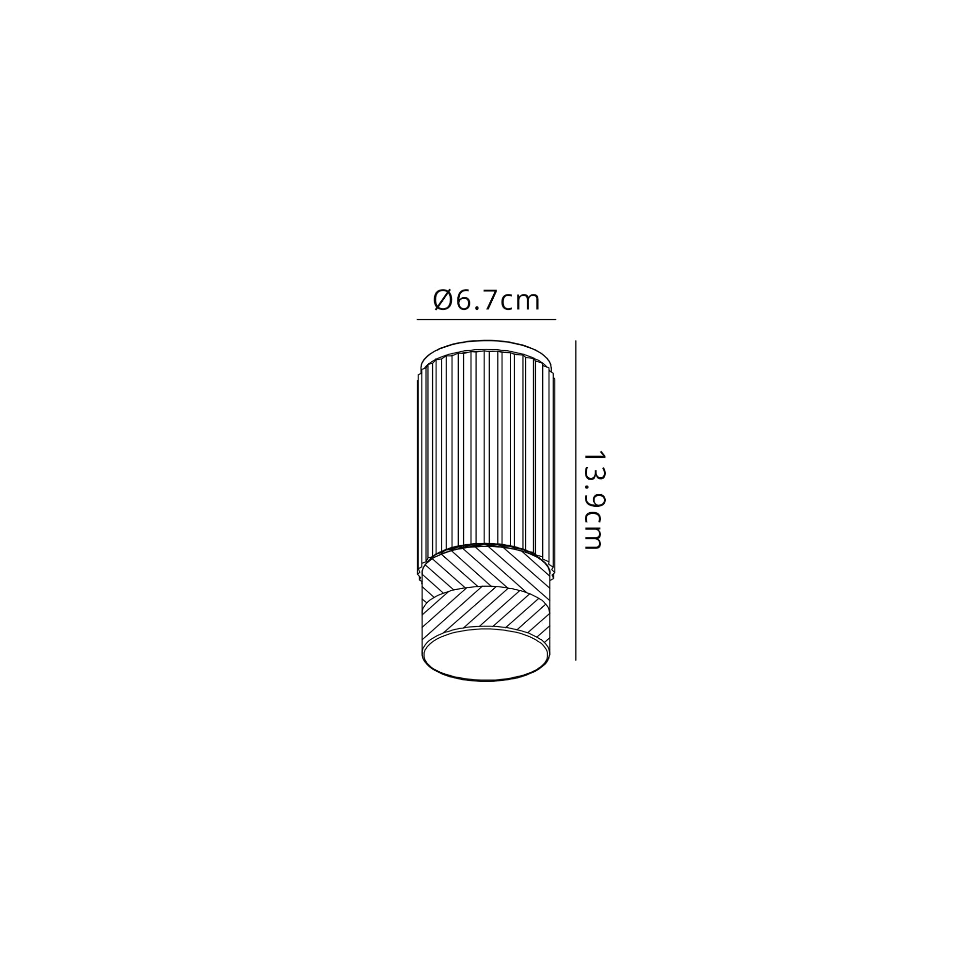 Luminosity Designs Ltd - Dean 6.7cm Ribbed Line Ceiling With Short Diagonal Pattern Acrylic Shade, 1 x GU10, IP54 - Luminosity Designs Ltd