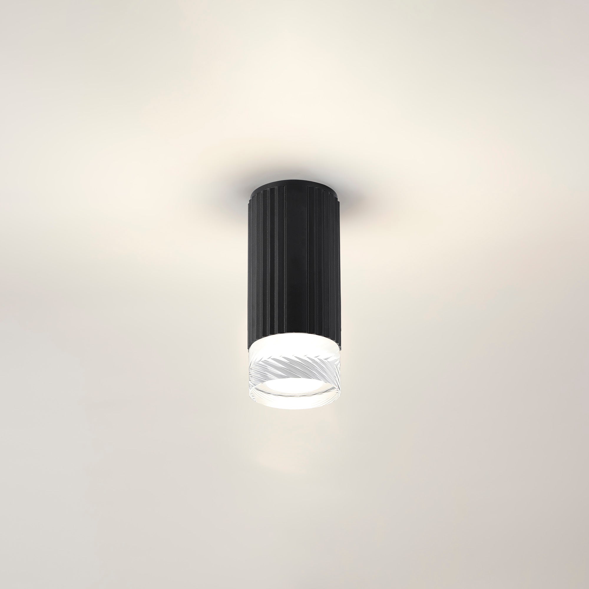 Luminosity Designs Ltd - Dean 6.7cm Ribbed Line Ceiling With Short Diagonal Pattern Acrylic Shade, 1 x GU10, IP54 - Luminosity Designs Ltd