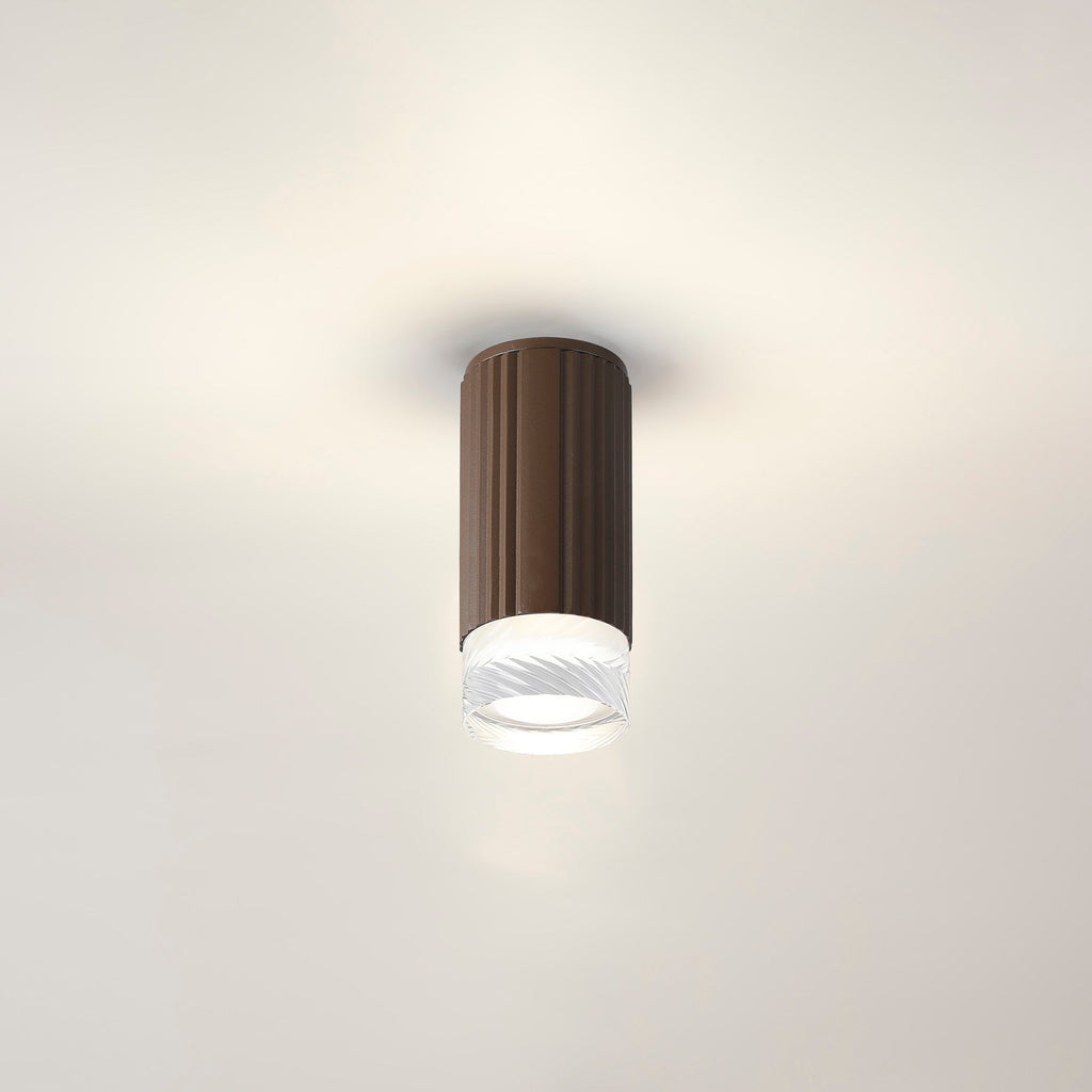 Luminosity Designs Ltd - Dean 6.7cm Ribbed Line Ceiling With Short Diagonal Pattern Acrylic Shade, 1 x GU10, IP54 - Luminosity Designs Ltd