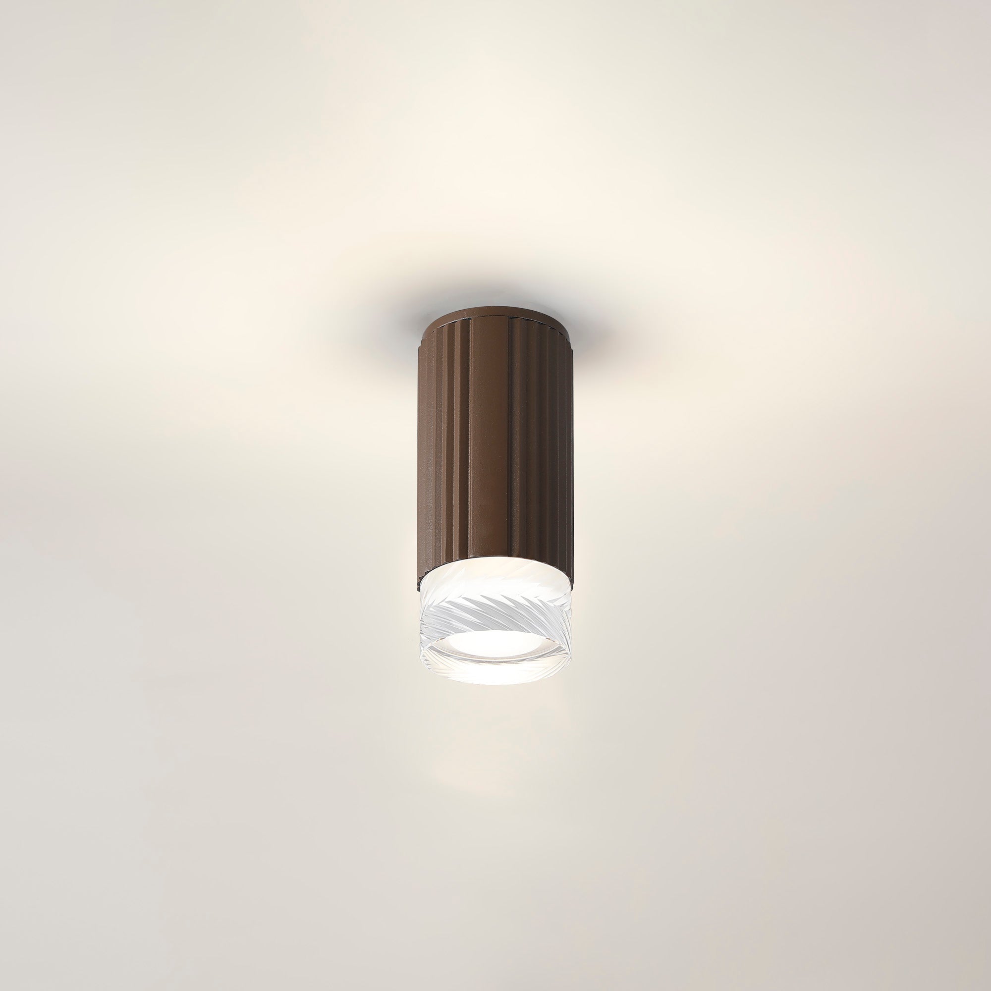 Luminosity Designs Ltd - Dean 6.7cm Ribbed Line Ceiling With Short Diagonal Pattern Acrylic Shade, 1 x GU10, IP54 - Luminosity Designs Ltd