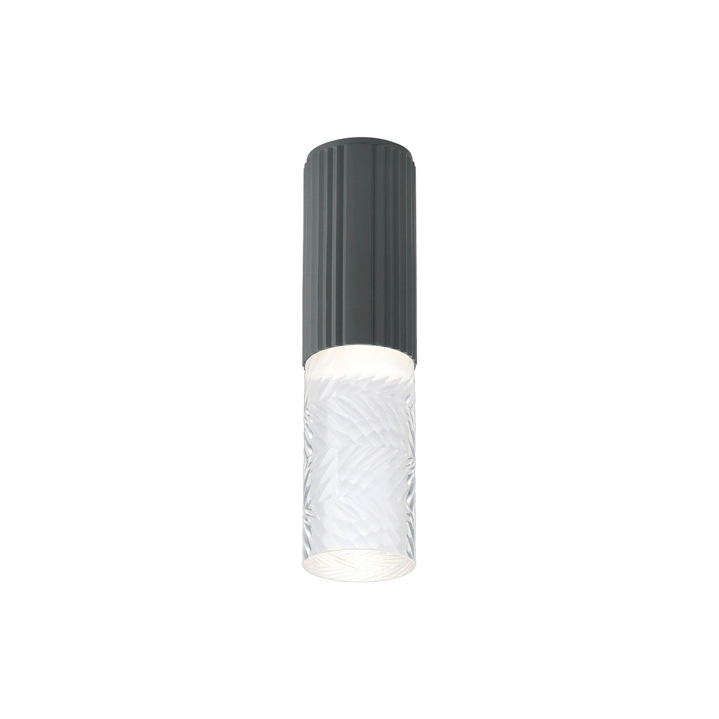 Luminosity Designs Ltd - Dean 6.7cm Ribbed Line Ceiling With Tall Diagonal Pattern Acrylic Shade, 1 x GU10, IP54 - Luminosity Designs Ltd