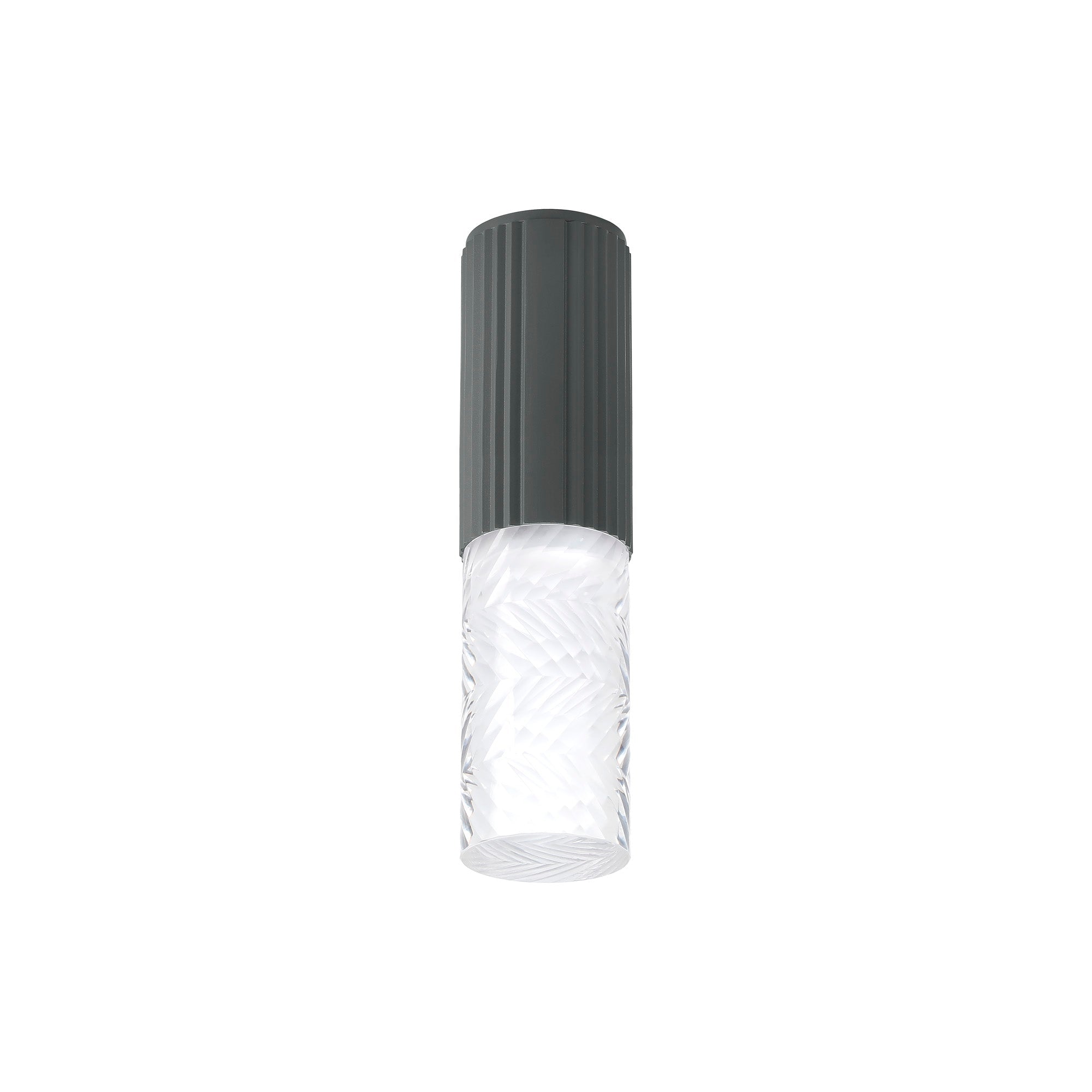 Luminosity Designs Ltd - Dean 6.7cm Ribbed Line Ceiling With Tall Diagonal Pattern Acrylic Shade, 1 x GU10, IP54 - Luminosity Designs Ltd