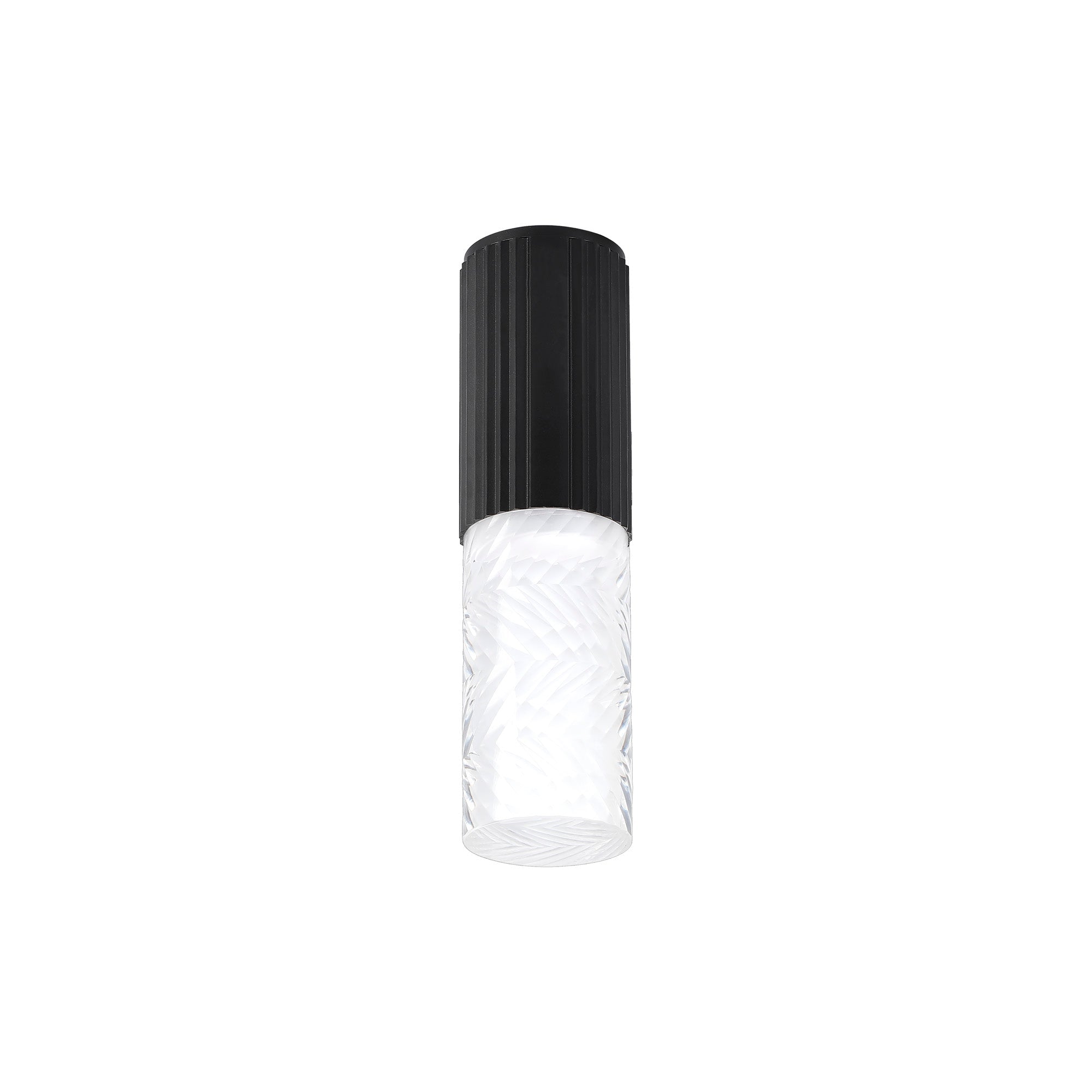 Luminosity Designs Ltd - Dean 6.7cm Ribbed Line Ceiling With Tall Diagonal Pattern Acrylic Shade, 1 x GU10, IP54 - Luminosity Designs Ltd