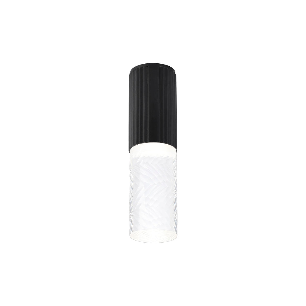 Luminosity Designs Ltd - Dean 6.7cm Ribbed Line Ceiling With Tall Diagonal Pattern Acrylic Shade, 1 x GU10, IP54 - Luminosity Designs Ltd