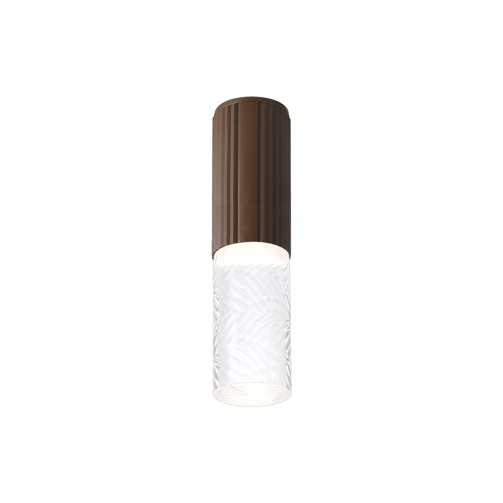 Luminosity Designs Ltd - Dean 6.7cm Ribbed Line Ceiling With Tall Diagonal Pattern Acrylic Shade, 1 x GU10, IP54 - Luminosity Designs Ltd
