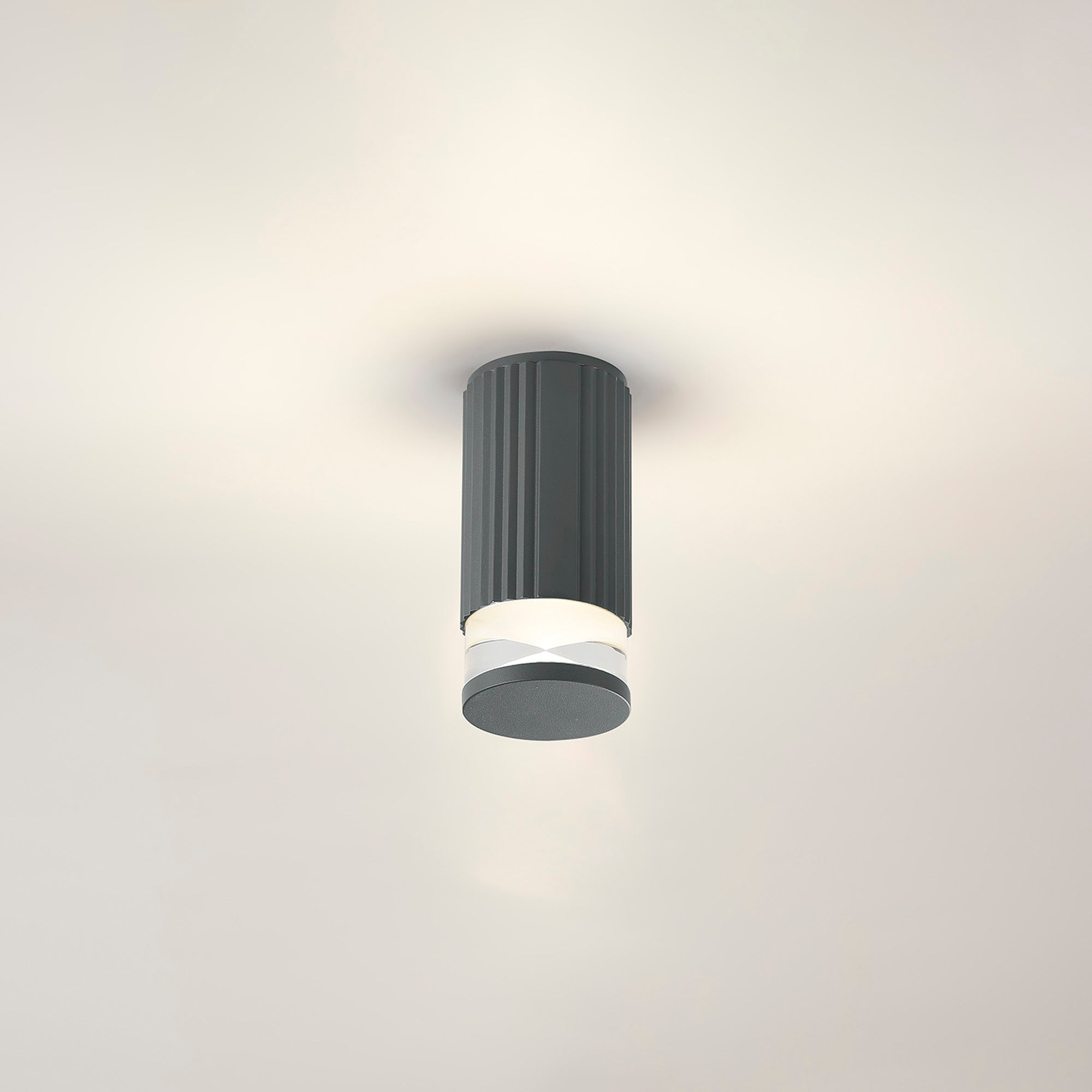 Luminosity Designs Ltd - Dean 6.7cm Ribbed Line Ceiling With X Pattern Acrylic Shade, 1 x GU10, IP54 - Luminosity Designs Ltd