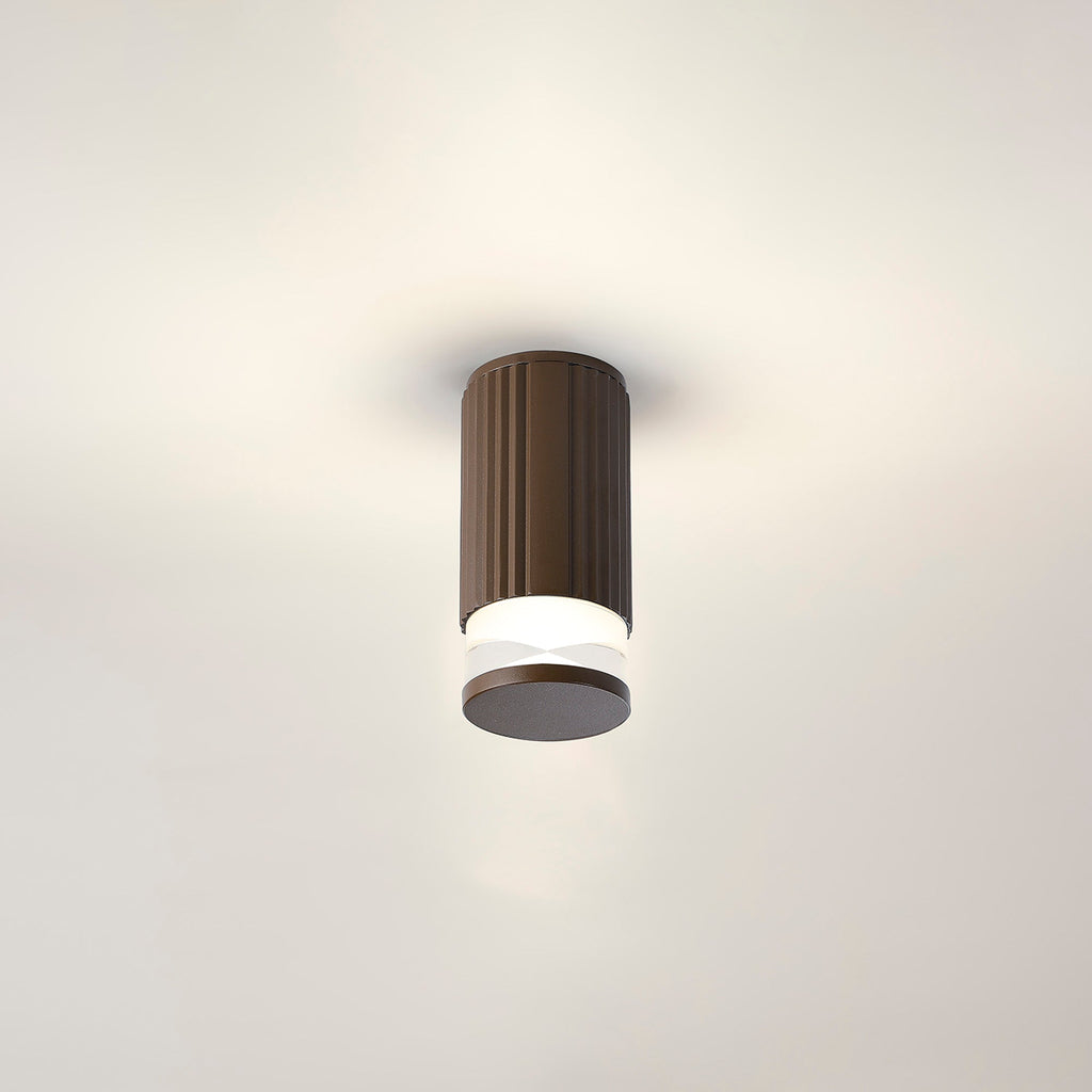 Luminosity Designs Ltd - Dean 6.7cm Ribbed Line Ceiling With X Pattern Acrylic Shade, 1 x GU10, IP54 - Luminosity Designs Ltd