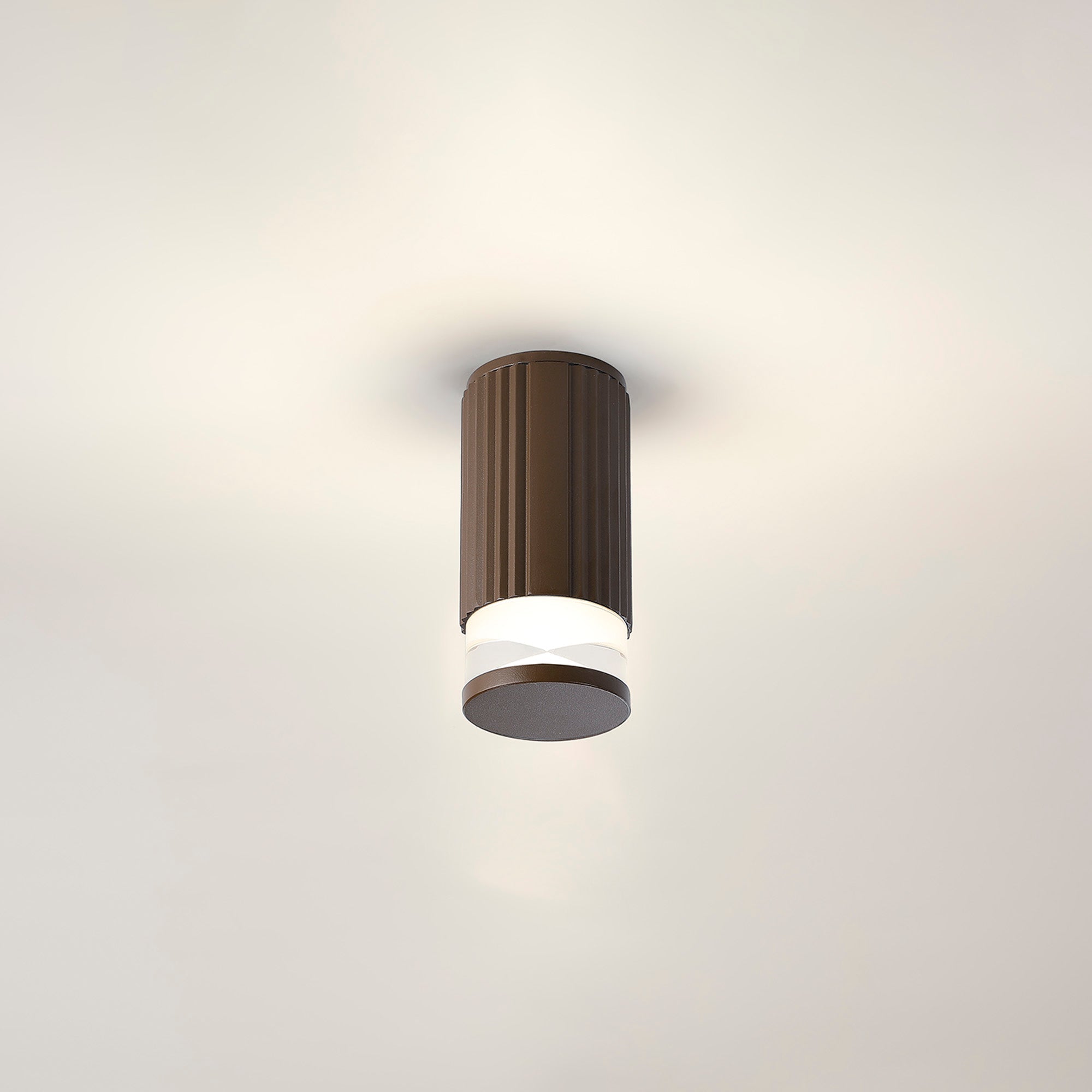 Luminosity Designs Ltd - Dean 6.7cm Ribbed Line Ceiling With X Pattern Acrylic Shade, 1 x GU10, IP54 - Luminosity Designs Ltd
