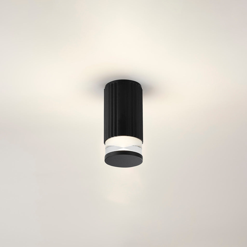Luminosity Designs Ltd - Dean 6.7cm Ribbed Line Ceiling With X Pattern Acrylic Shade, 1 x GU10, IP54 - Luminosity Designs Ltd