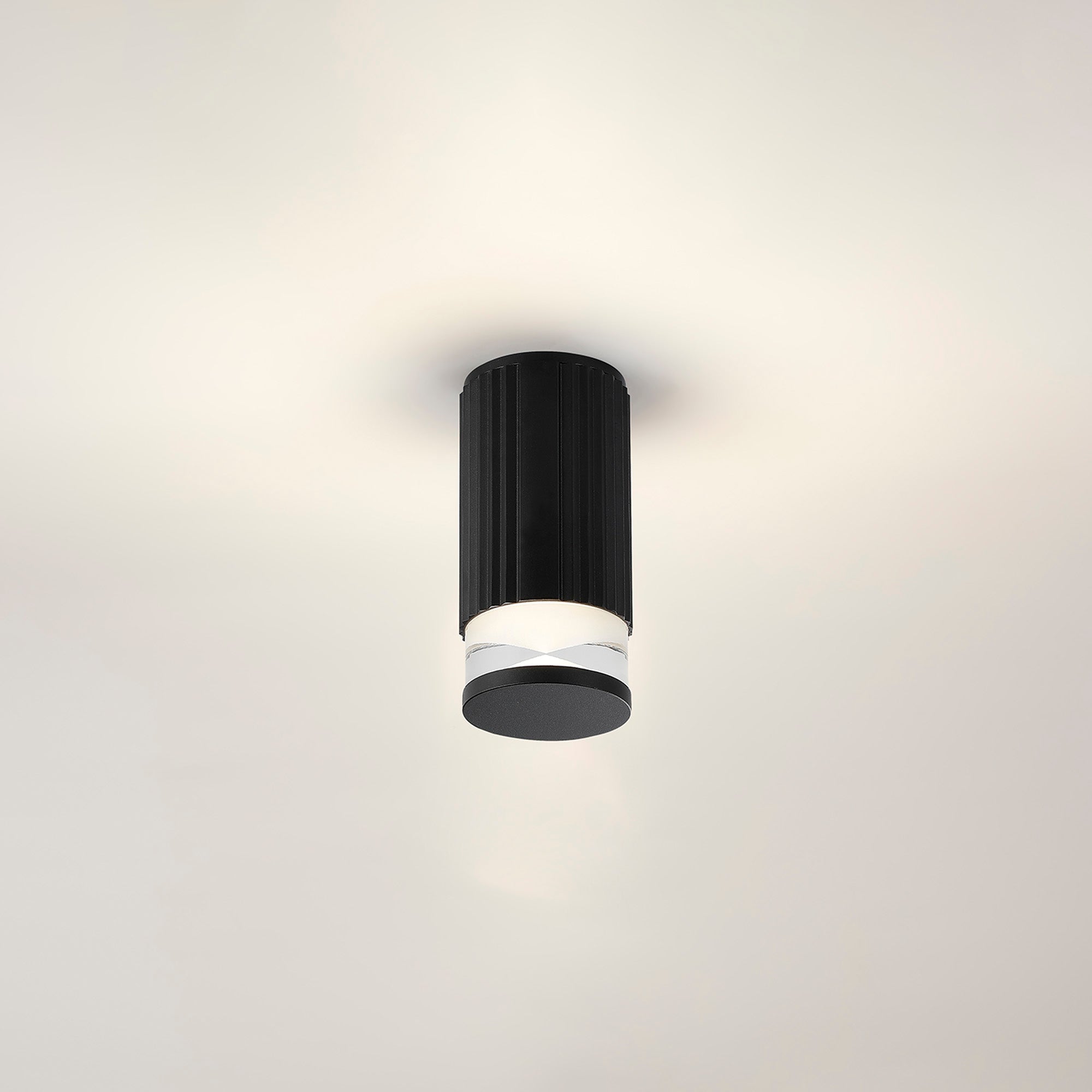 Luminosity Designs Ltd - Dean 6.7cm Ribbed Line Ceiling With X Pattern Acrylic Shade, 1 x GU10, IP54 - Luminosity Designs Ltd