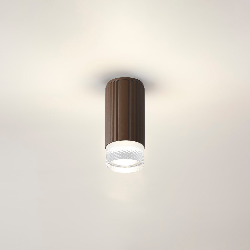 Dean 6.7cm Ribbed Line Ceiling With Short Diagonal Pattern Acrylic Shade, 1 x GU10, IP54