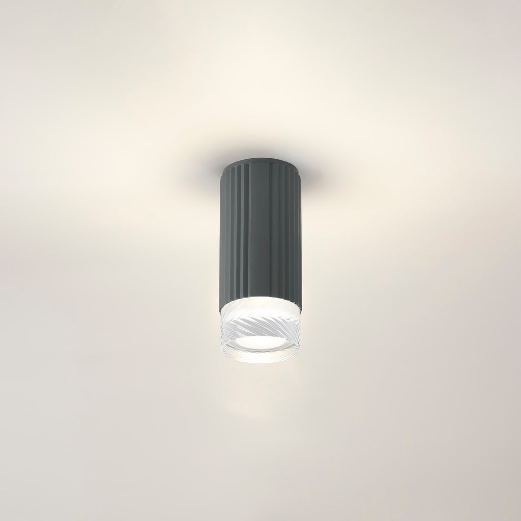 Dean 6.7cm Ribbed Line Ceiling With Short Diagonal Pattern Acrylic Shade, 1 x GU10, IP54
