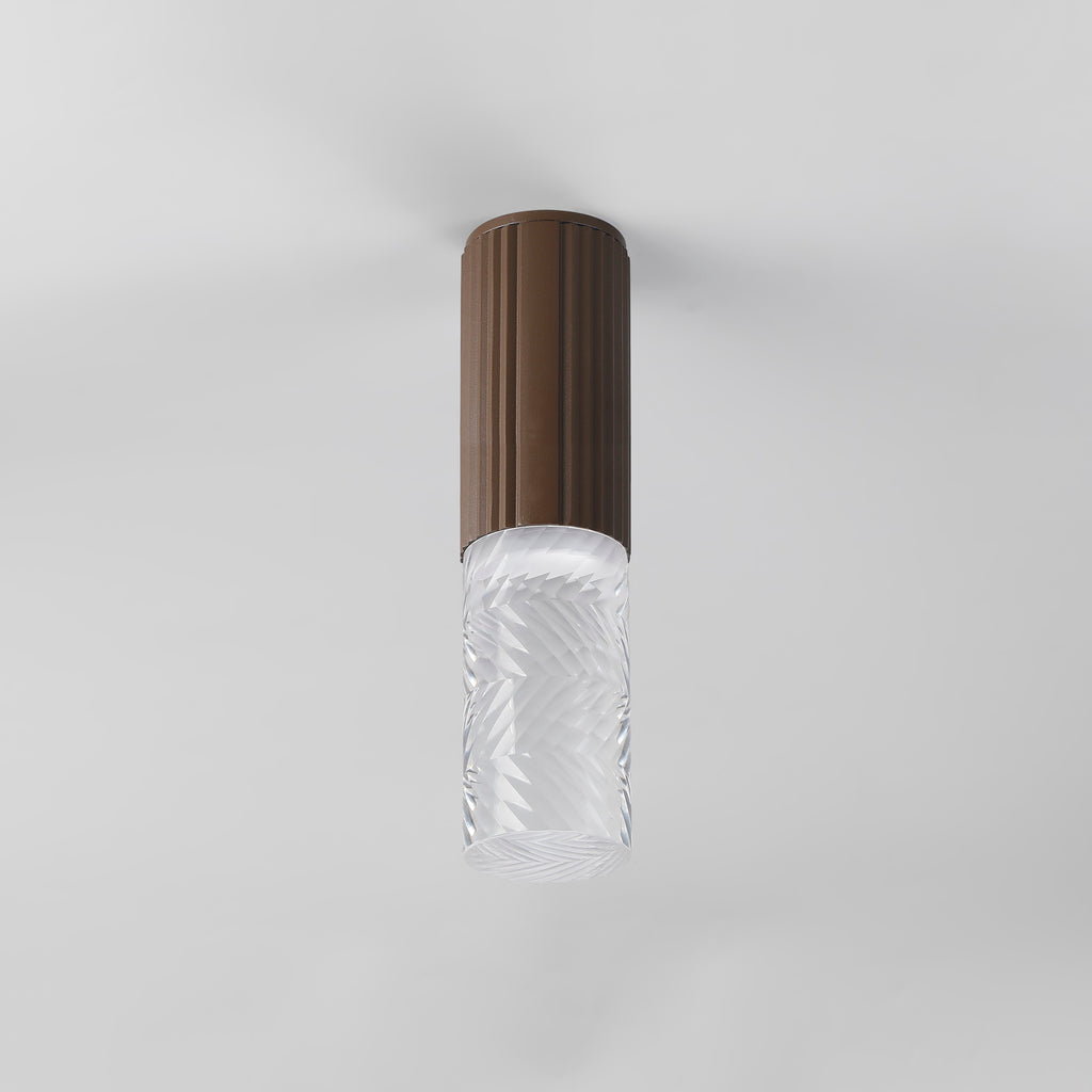 Dean 6.7cm Ribbed Line Ceiling With Tall Diagonal Pattern Acrylic Shade, 1 x GU10, IP54