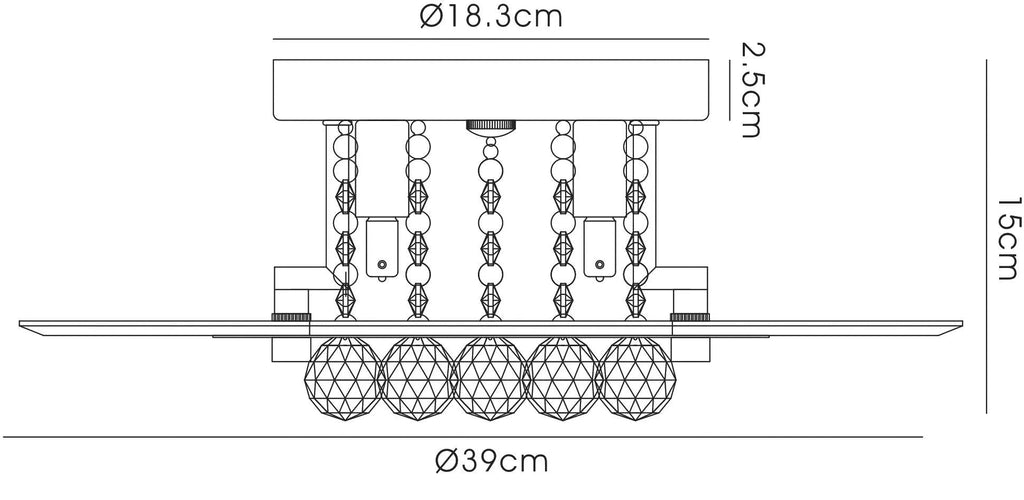 Delmar Flush Ceiling Fitting, Round, 4 Light G9, Polished Gold Or Chrome/Glass/Crystal (Diyas IL30021)