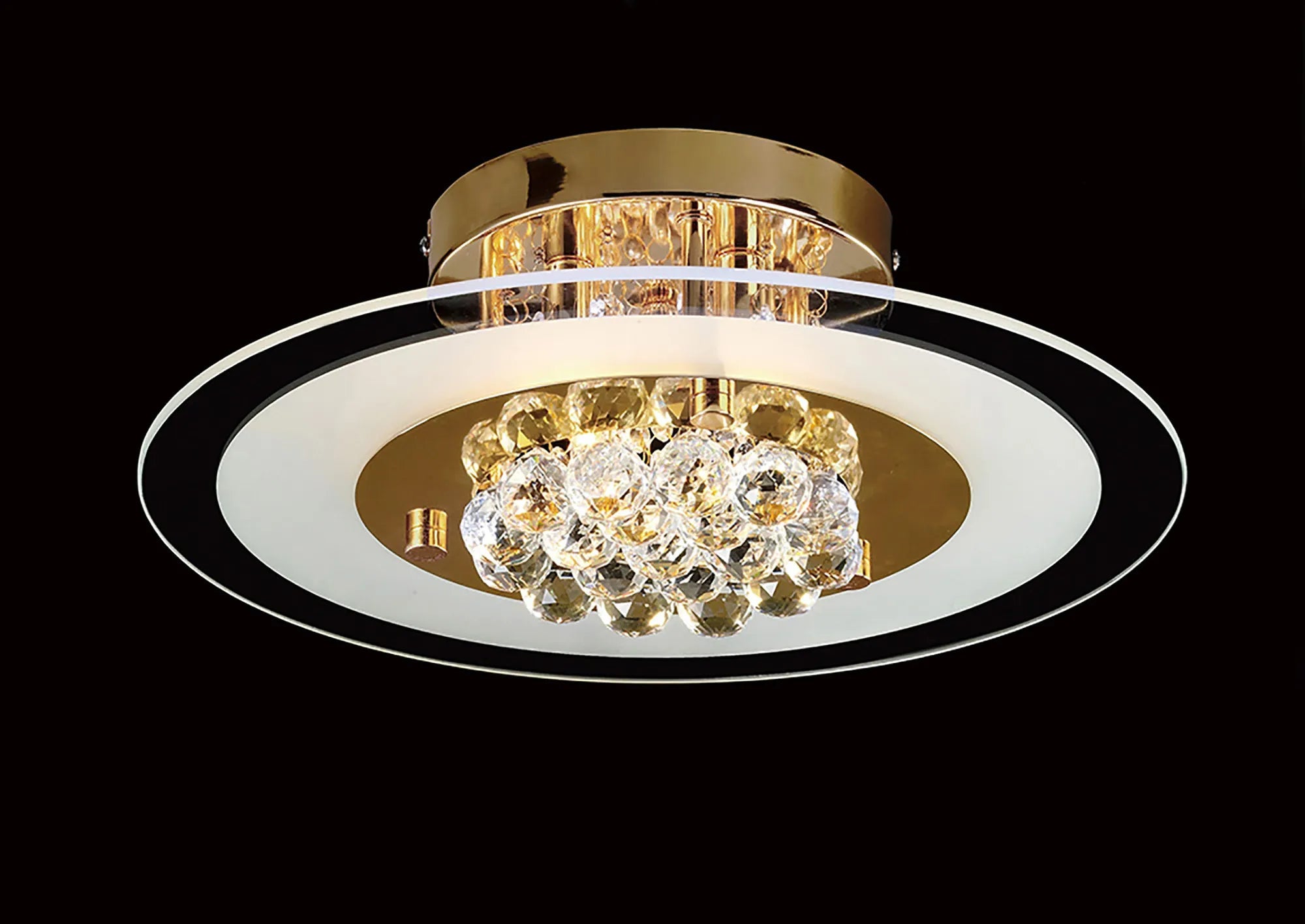 Delmar Flush Ceiling Fitting, Round, 4 Light G9, Polished Gold Or Chrome/Glass/Crystal (Diyas IL30021)