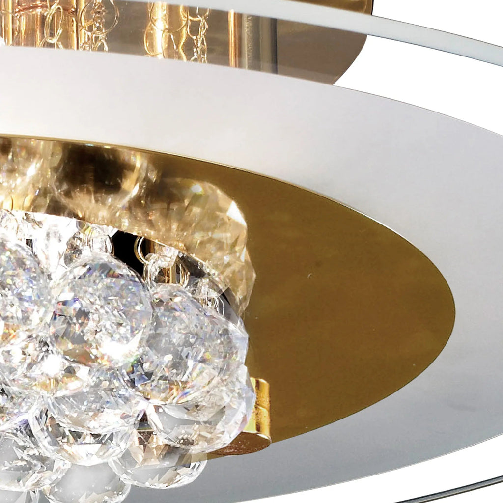 Diyas - Delmar Flush Ceiling Light, Round, 6 Light G9, Polished /Glass/Crystal (Diyas IL30023) - Luminosity Designs Ltd