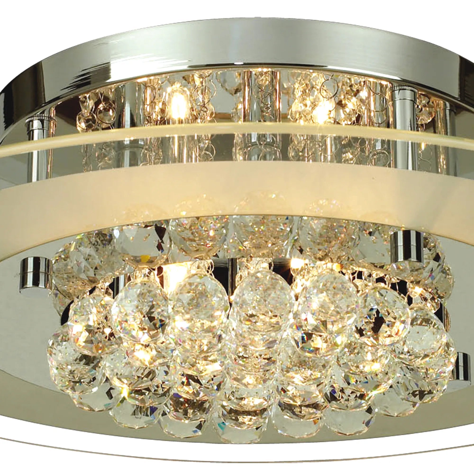 Diyas - Delmar Flush Ceiling Light, Round, 6 Light G9, Polished /Glass/Crystal (Diyas IL30023) - Luminosity Designs Ltd