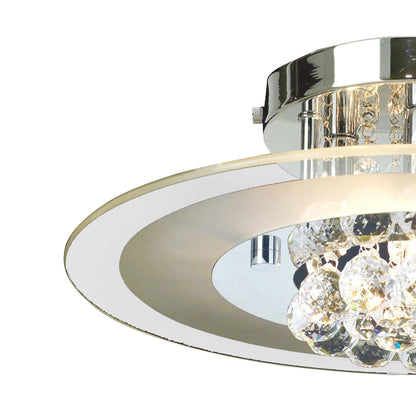 Delmar Flush Ceiling Fitting, Round,  4 Light G9, Polished Gold Or Chrome/Glass/Crystal (Diyas IL30021