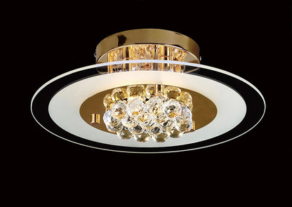 Delmar Flush Ceiling Fitting, Round,  4 Light G9, Polished Gold Or Chrome/Glass/Crystal (Diyas IL30021