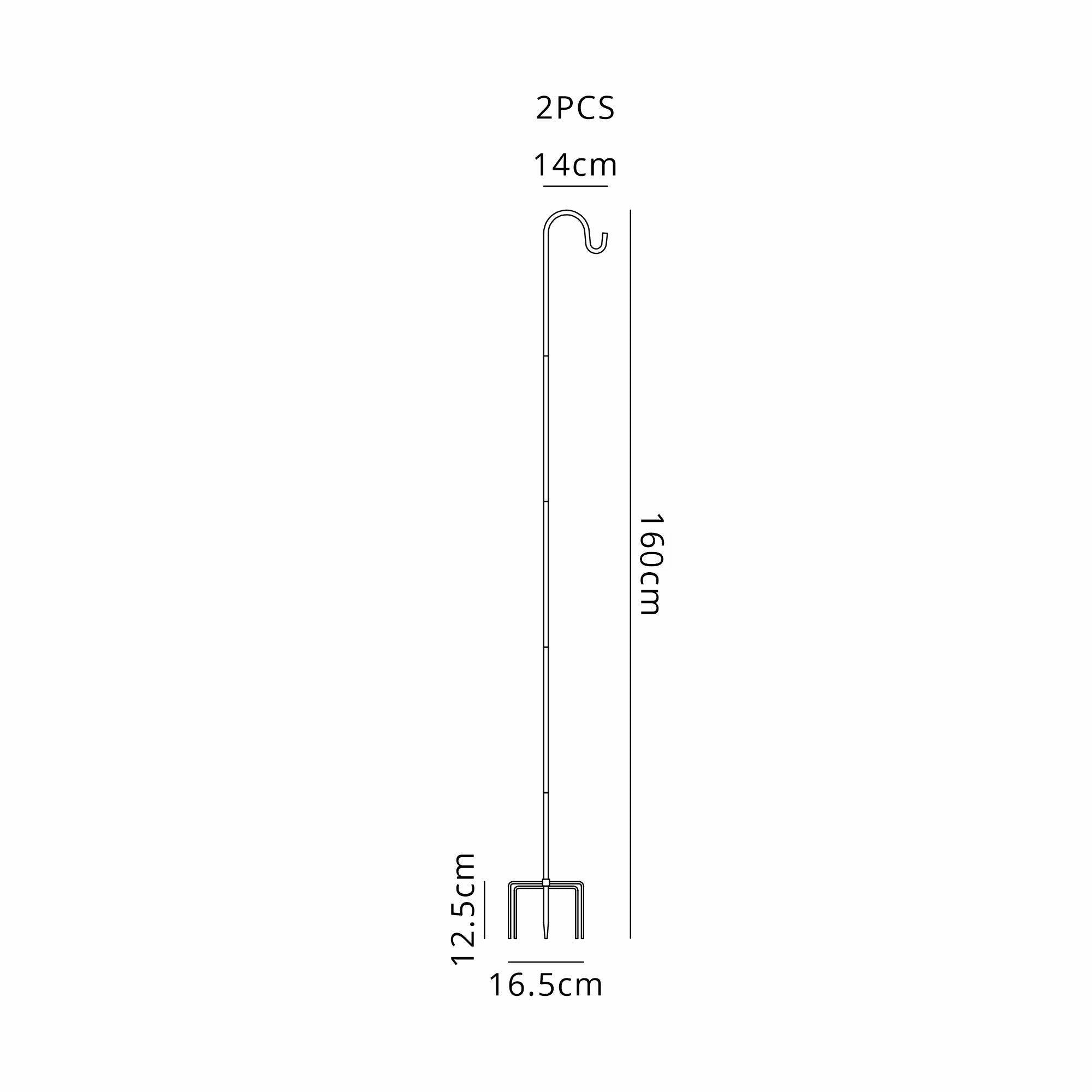 Luminosity Designs Ltd - Delores 160cm Festoon Pole With Hook, 4 Prong Fork, 2pc Set - Luminosity Designs Ltd